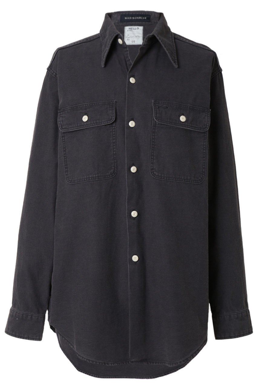 【マディソンブルー/MADISONBLUE】のHAMPTON SHIRT BACK SATIN ハンプトン バックサテンシャツ インテリア・キッズ・メンズ・レディースファッション・服の通販 founy(ファニー) 　ファッション　Fashion　レディースファッション　Fashion for Women　トップス・カットソー　Cut & Sew Tops　シャツ・ブラウス・オフィスカジュアル　Elegant Blouses & Button-Ups　バッグ　Bags　サテン　Satin, Glossy Fabric　スリーブ　Sleeve, Long Sleeve / Short Sleeve　ミリタリー　Military, Army Style　ロング　Long, Long-Length　ワーク　Workwear, Utility Style　ブラック|ID: prp329100004878117 ipo3291000000036390284