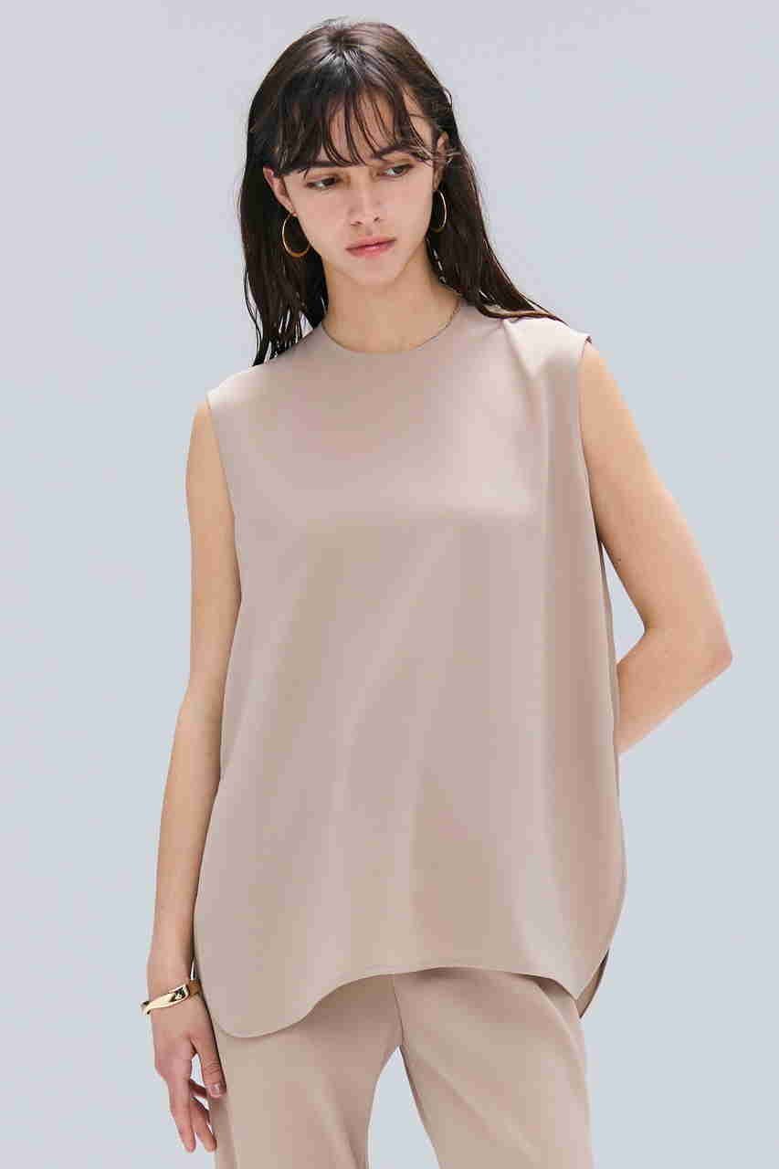 【ベイジ,/BEIGE,】のFLEUR(フルール)/バックシアーノーカラーブラウス 人気、トレンドファッション・服の通販 founy(ファニー) 　ファッション　Fashion　レディースファッション　Fashion for Women　トップス・カットソー　Cut & Sew Tops　キャミソール&ノースリーブ　Camisoles & Sleeveless Tops　シャツ・ブラウス・オフィスカジュアル　Elegant Blouses & Button-Ups　バッグ　Bags　とろみ　Fluid, Flowy Fabric　なめらか　Smooth, Silky Texture　シンプル　Simple, Minimal　スリット　Slit, Slit Detail　デニム　Denim, Jeans Material　ノースリーブ　Sleeveless, No-Sleeve　エレガント 上品　Elegant　other-8|ID: prp329100004878128 ipo3291000000036390394