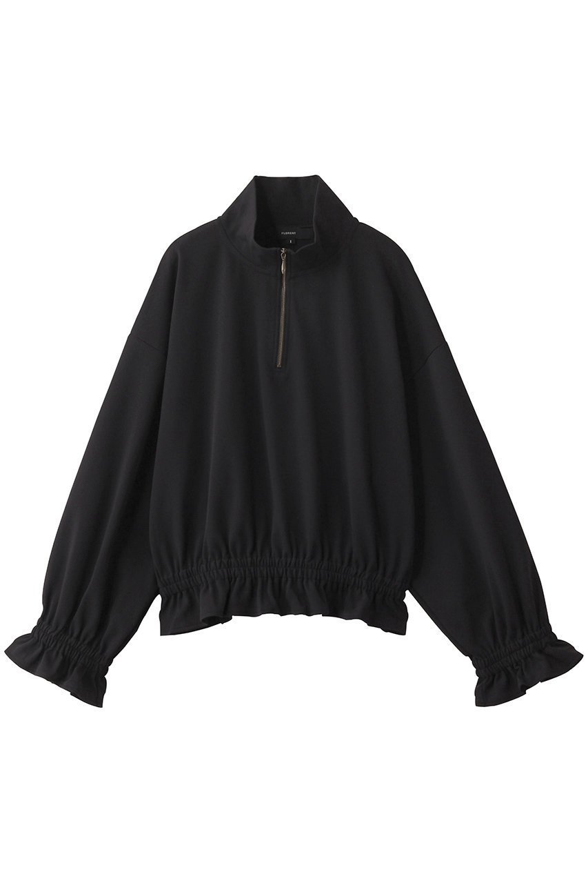 【フローレント/FLORENT】のハーフジップ ギャザー デザイン トップス インテリア・キッズ・メンズ・レディースファッション・服の通販 founy(ファニー) 　ファッション　Fashion　レディースファッション　Fashion for Women　トップス・カットソー　Cut & Sew Tops　シャツ・ブラウス・オフィスカジュアル　Elegant Blouses & Button-Ups　ギャザー　Gathered, Ruffled　クッション　Cushion, Throw Pillow　シャーリング　Shirring, Ruched　スポーティ　Sporty, Casual Athletic　スリーブ　Sleeve, Long Sleeve / Short Sleeve　トレンド　Trend, Trending Now　フェミニン　Feminine, Girly　ロング　Long, Long-Length　ブラック|ID: prp329100004878144 ipo3291000000036390615