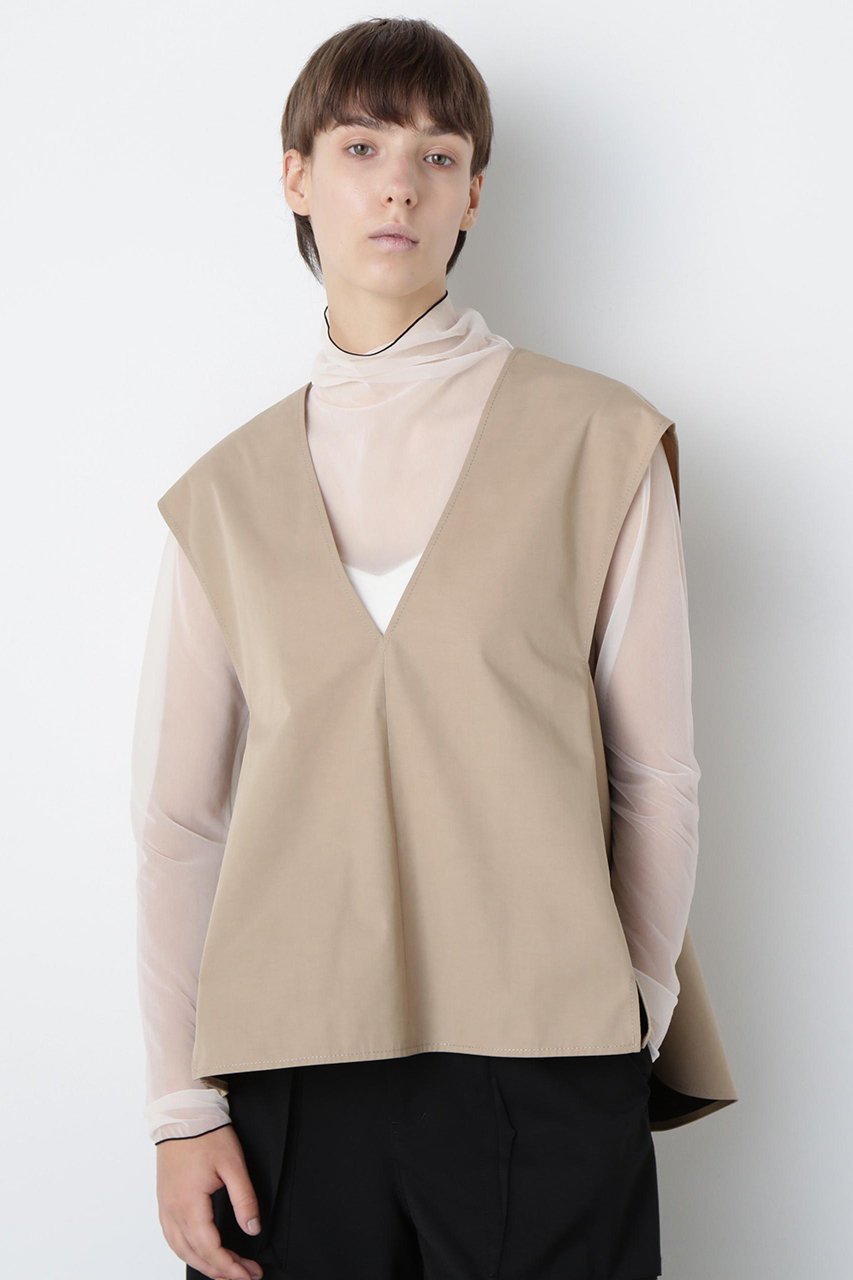 【ヒューエルミュージアム/hueLe Museum】の【STUMBLY】Back Peplum Gilet Blouse 人気、トレンドファッション・服の通販 founy(ファニー) 　ファッション　Fashion　レディースファッション　Fashion for Women　アウター　Coat / Outerwear Collection　トップス・カットソー　Cut & Sew Tops　キャミソール&ノースリーブ　Camisoles & Sleeveless Tops　シャツ・ブラウス・オフィスカジュアル　Elegant Blouses & Button-Ups　ベスト&ジレ / 重ね着スタイル　Vests & Gilets　ノースリーブ　Sleeveless, No-Sleeve　フロント　Front, Front Design　ペプラム　Peplum, Flared Hem　切替　Switching, Contrast Panel　定番　Standard, Basic Item　other-6|ID: prp329100004878265 ipo3291000000036391825