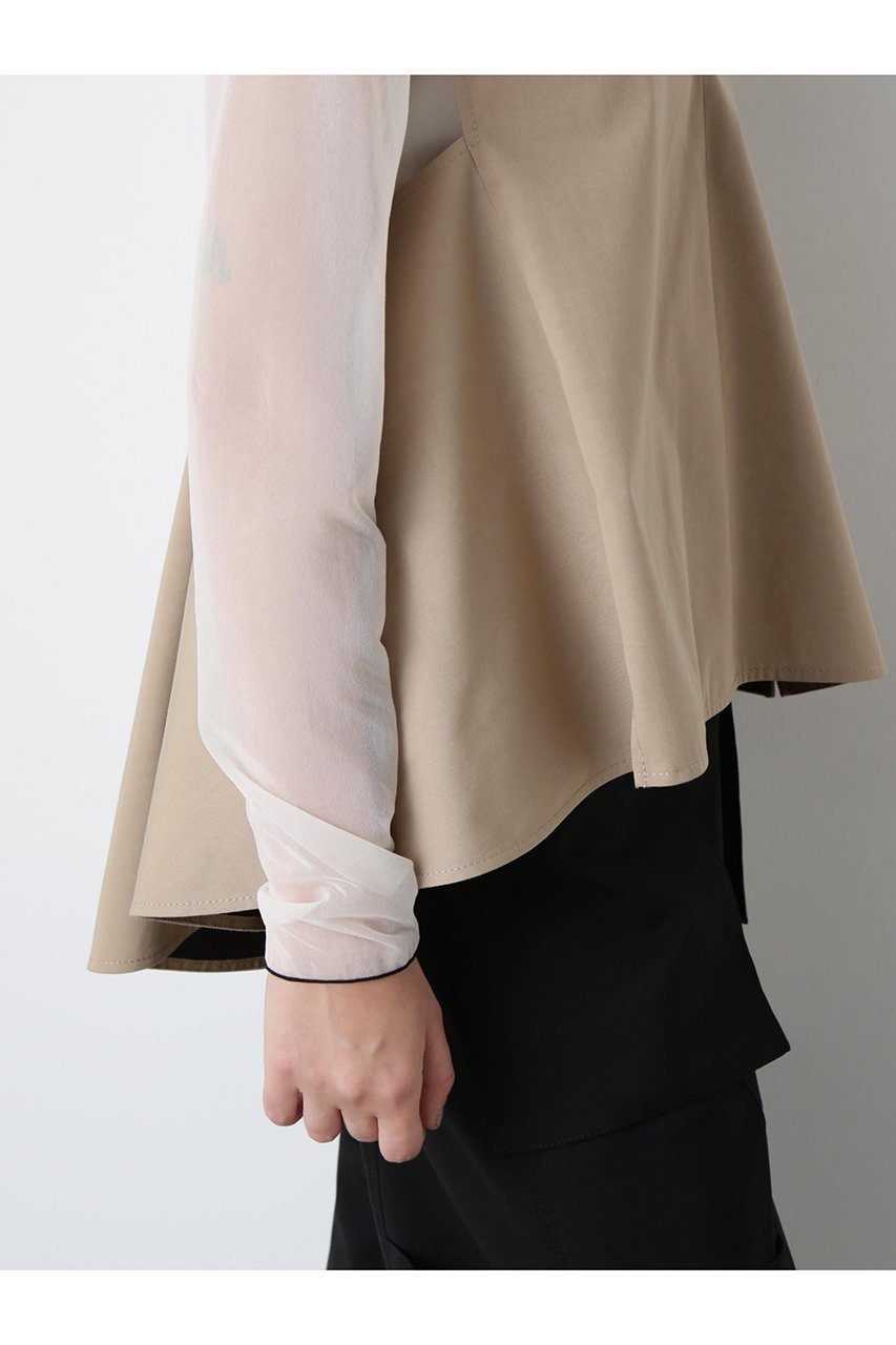 【ヒューエルミュージアム/hueLe Museum】の【STUMBLY】Back Peplum Gilet Blouse 人気、トレンドファッション・服の通販 founy(ファニー) 　ファッション　Fashion　レディースファッション　Fashion for Women　アウター　Coat / Outerwear Collection　トップス・カットソー　Cut & Sew Tops　キャミソール&ノースリーブ　Camisoles & Sleeveless Tops　シャツ・ブラウス・オフィスカジュアル　Elegant Blouses & Button-Ups　ベスト&ジレ / 重ね着スタイル　Vests & Gilets　ノースリーブ　Sleeveless, No-Sleeve　フロント　Front, Front Design　ペプラム　Peplum, Flared Hem　切替　Switching, Contrast Panel　定番　Standard, Basic Item　other-8|ID: prp329100004878265 ipo3291000000036391827