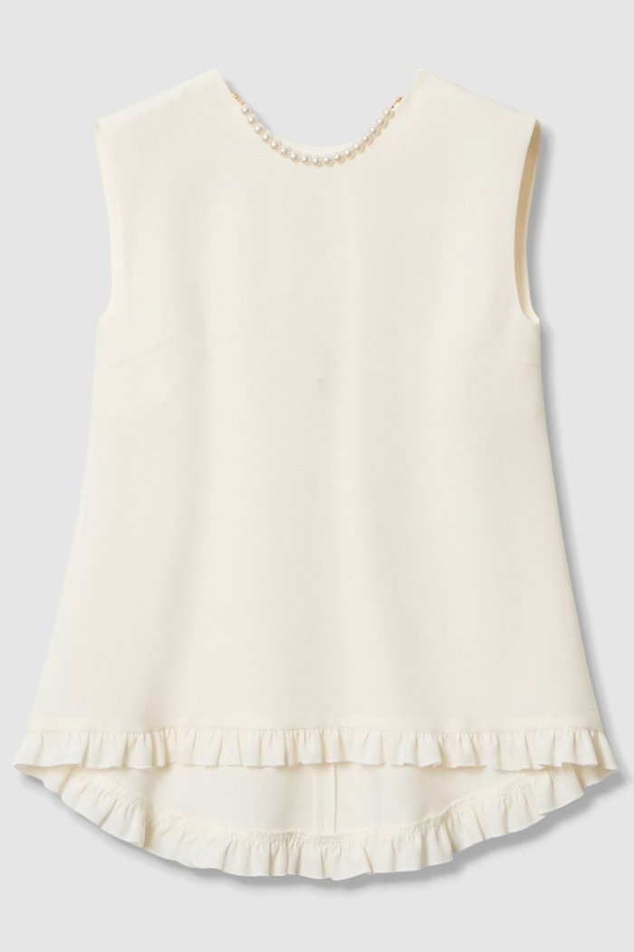 【アルアバイル/allureville】の【LOULOU WILLOUGHBY】パールネックレス付きフリルブラウス インテリア・キッズ・メンズ・レディースファッション・服の通販 founy(ファニー) https://founy.com/ ファッション Fashion レディースファッション Fashion for Women トップス・カットソー Cut & Sew Tops キャミソール&ノースリーブ Camisoles & Sleeveless Tops シャツ・ブラウス・オフィスカジュアル Elegant Blouses & Button-Ups ジュエリー Jewelry ネックレス Necklaces & Pendants ダブル Double, Double-Breasted ネックレス Necklace, Pendant Necklace ノースリーブ Sleeveless, No-Sleeve パール Pearl, Pearl Accent フリル Frill, Ruffle フレア Flare, Flared |ID: prp329100004878270 ipo3291000000036391906