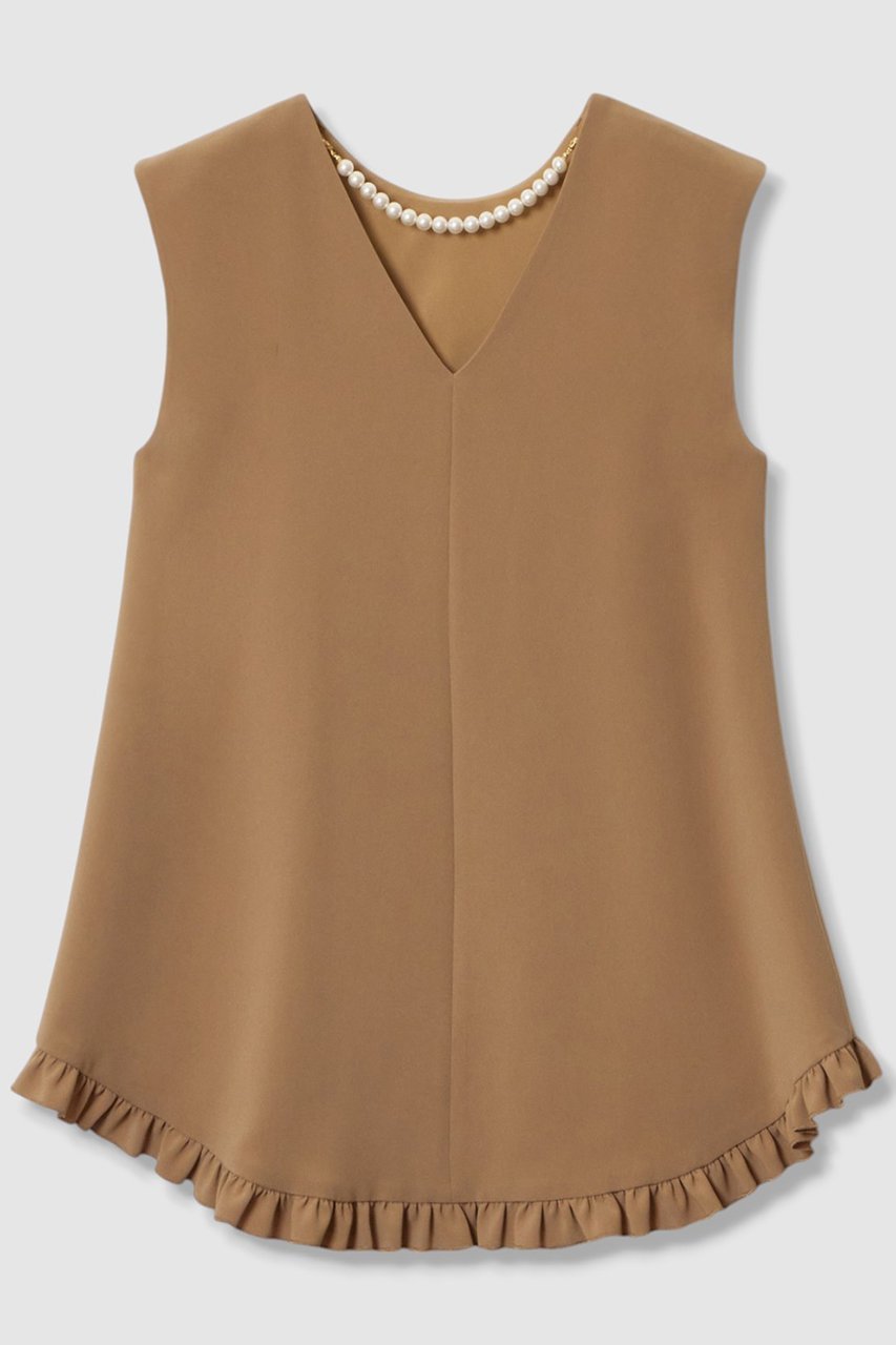 【アルアバイル/allureville】の【LOULOU WILLOUGHBY】パールネックレス付きフリルブラウス 人気、トレンドファッション・服の通販 founy(ファニー) 　ファッション　Fashion　レディースファッション　Fashion for Women　トップス・カットソー　Cut & Sew Tops　キャミソール&ノースリーブ　Camisoles & Sleeveless Tops　シャツ・ブラウス・オフィスカジュアル　Elegant Blouses & Button-Ups　ジュエリー　Jewelry　ネックレス　Necklaces & Pendants　ダブル　Double, Double-Breasted　ネックレス　Necklace, Pendant Necklace　ノースリーブ　Sleeveless, No-Sleeve　パール　Pearl, Pearl Accent　フリル　Frill, Ruffle　フレア　Flare, Flared　other-2|ID: prp329100004878270 ipo3291000000036391909