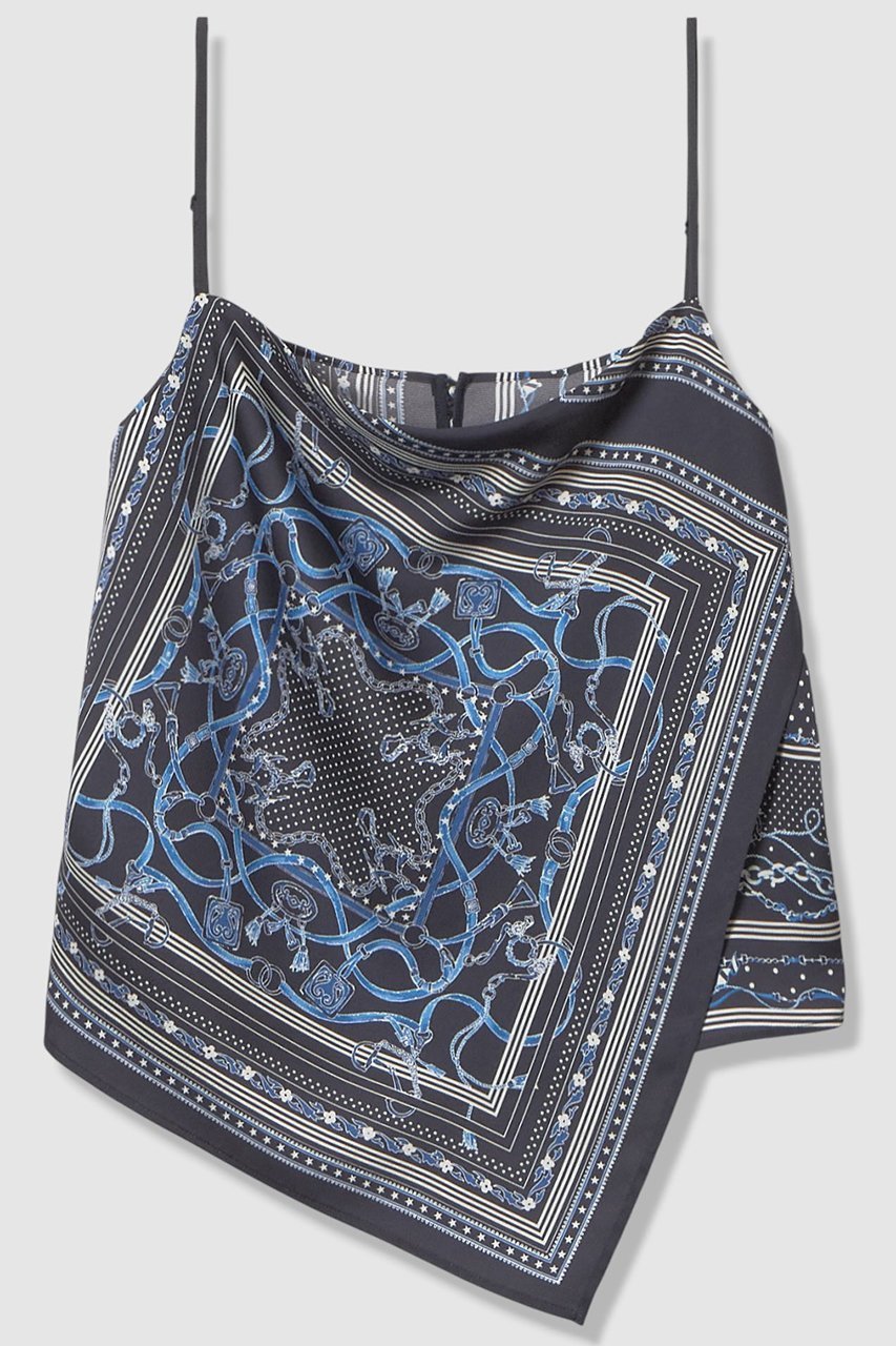 【アナイ/ANAYI】の【セットアップ対象商品】スカーフプリントキャミソール インテリア・キッズ・メンズ・レディースファッション・服の通販 founy(ファニー) 　ファッション　Fashion　レディースファッション　Fashion for Women　トップス・カットソー　Cut & Sew Tops　キャミソール&ノースリーブ　Camisoles & Sleeveless Tops　シャツ・ブラウス・オフィスカジュアル　Elegant Blouses & Button-Ups　おすすめ　Recommended / Our Picks　アシンメトリー　Asymmetrical Style　カットソー　Cut and Sewn Top　キャミソール　Camisole, Spaghetti Strap Top　スカーフ　Scarf, Neckwear　セットアップ　Set-Up, Coordinated Outfit　チェーン　Chain, Chain Strap　トレンド　Trend, Trending Now　ドット　Polka Dot, Dot Pattern　ノースリーブ　Sleeveless, No-Sleeve　プリント　Print, Printed Pattern　モチーフ　Motif, Design Theme　再入荷　Restock / Back in Stock　ネイビー|ID: prp329100004878320 ipo3291000000036393135