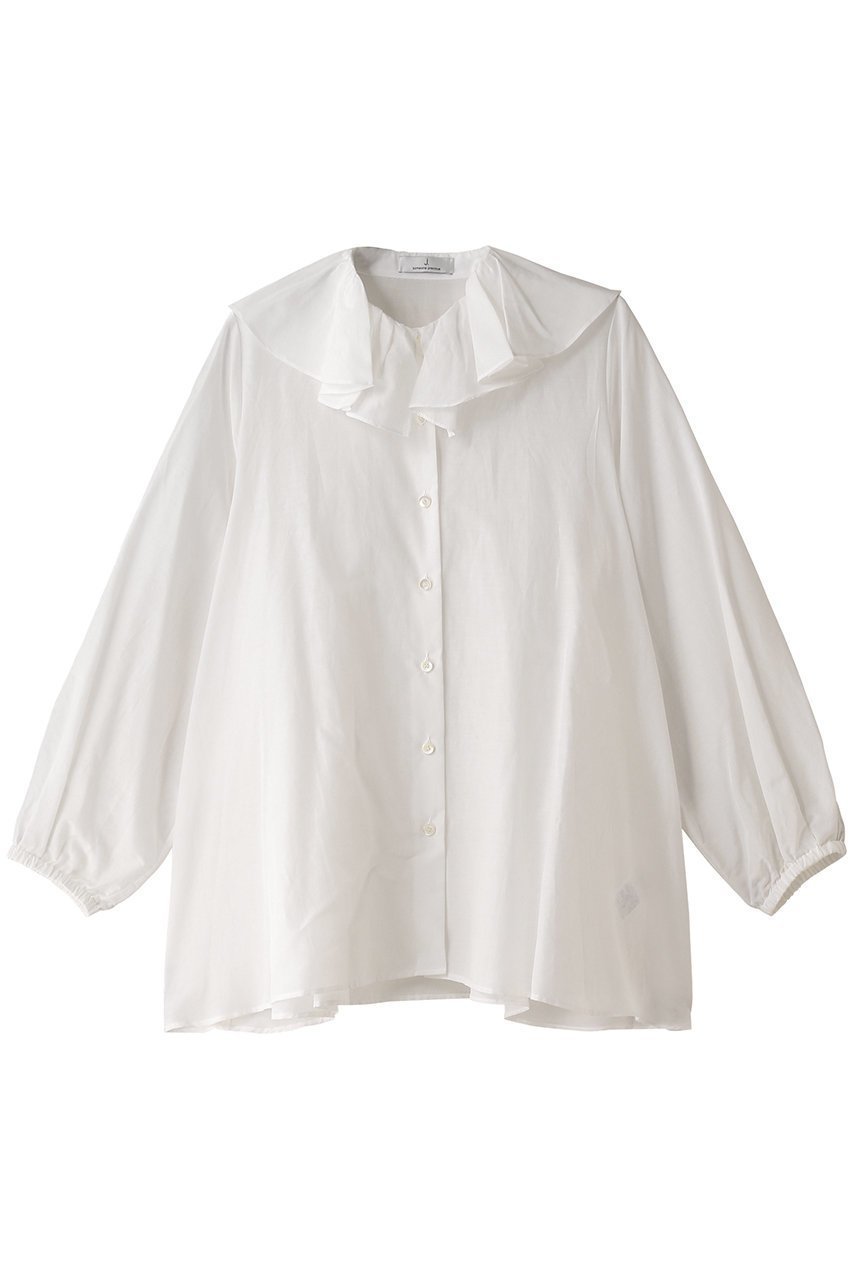 【ジェイドット/j.】のコットンシルクボイルフリル衿ブラウス インテリア・キッズ・メンズ・レディースファッション・服の通販 founy(ファニー) 　ファッション　Fashion　レディースファッション　Fashion for Women　トップス・カットソー　Cut & Sew Tops　シャツ・ブラウス・オフィスカジュアル　Elegant Blouses & Button-Ups　シルク　Silk, 100% Silk　スリーブ　Sleeve, Long Sleeve / Short Sleeve　パーティ　Party, Party Style　フェミニン　Feminine, Girly　フリル　Frill, Ruffle　ロング　Long, Long-Length　ホワイト|ID: prp329100004878337 ipo3291000000036393427