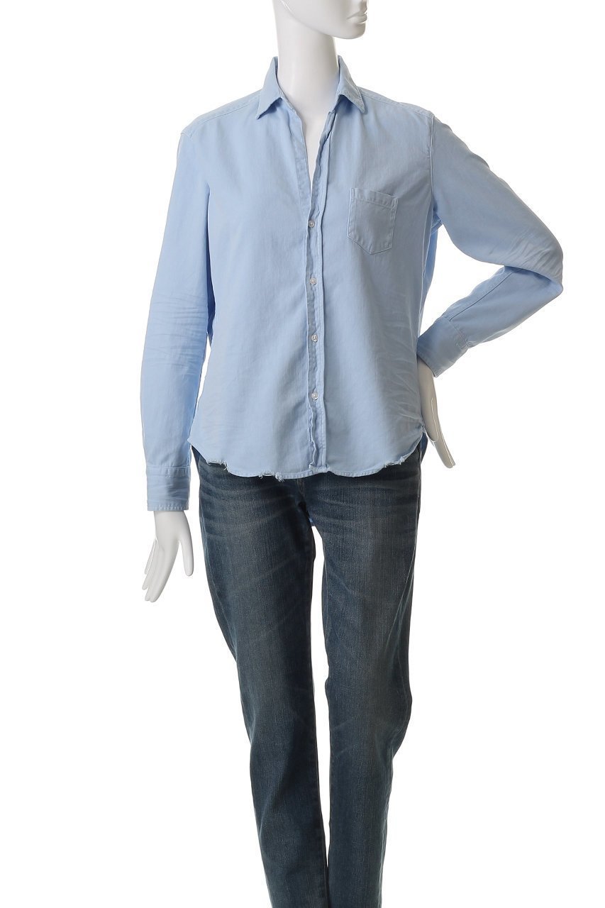 【フランク&アイリーン/Frank&Eileen】のEILEEN イタリアンフェイマスデニム カラーシャツ 人気、トレンドファッション・服の通販 founy(ファニー) 　ファッション　Fashion　レディースファッション　Fashion for Women　トップス・カットソー　Cut & Sew Tops　シャツ・ブラウス・オフィスカジュアル　Elegant Blouses & Button-Ups　シンプル　Simple, Minimal　スリーブ　Sleeve, Long Sleeve / Short Sleeve　ダメージ　Distressed, Destroyed　フレア　Flare, Flared　ポケット　Pocket, Pocket Detail　マニッシュ　Mannish, Boyish　ロング　Long, Long-Length　other-2|ID: prp329100004878477 ipo3291000000036394542