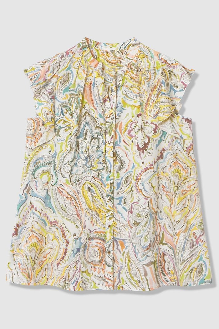 【アナイ/ANAYI】のペイントペイズリープリントフレア ブラウス インテリア・キッズ・メンズ・レディースファッション・服の通販 founy(ファニー) https://founy.com/ ファッション Fashion レディースファッション Fashion for Women トップス・カットソー Cut & Sew Tops シャツ・ブラウス・オフィスカジュアル Elegant Blouses & Button-Ups ショート Short, Short Length スキッパー Skipper, Open Collar スリーブ Sleeve, Long Sleeve / Short Sleeve チャーム Charm, Pendant フォルム Silhouette, Form プリント Print, Printed Pattern ペイズリー Paisley, Ethnic Pattern メタル Metal, Metal Parts リボン Ribbon, Bow 夏 Summer |ID: prp329100004878562 ipo3291000000036396482