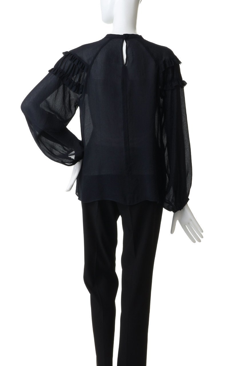 【デザイン ワークス/DESIGN WORKS】のジョーゼットシアーフリルブラウス 人気、トレンドファッション・服の通販 founy(ファニー) 　ファッション　Fashion　レディースファッション　Fashion for Women　トップス・カットソー　Cut & Sew Tops　シャツ・ブラウス・オフィスカジュアル　Elegant Blouses & Button-Ups　おすすめ　Recommended / Our Picks　ジョーゼット　Georgette, Semi-Sheer Fabric　スラックス　Slacks, Dress Pants　スリーブ　Sleeve, Long Sleeve / Short Sleeve　デニム　Denim, Jeans Material　バランス　Balance, Style Balance　ボトム　Bottoms, Lower Wear　ミックス　Mix, Mixed Style　ヨーク　Yoke, Yoke Design　ロング　Long, Long-Length　エレガント 上品　Elegant　新作・新入荷　New Arrivals / New In　other-4|ID: prp329100004878595 ipo3291000000036396929