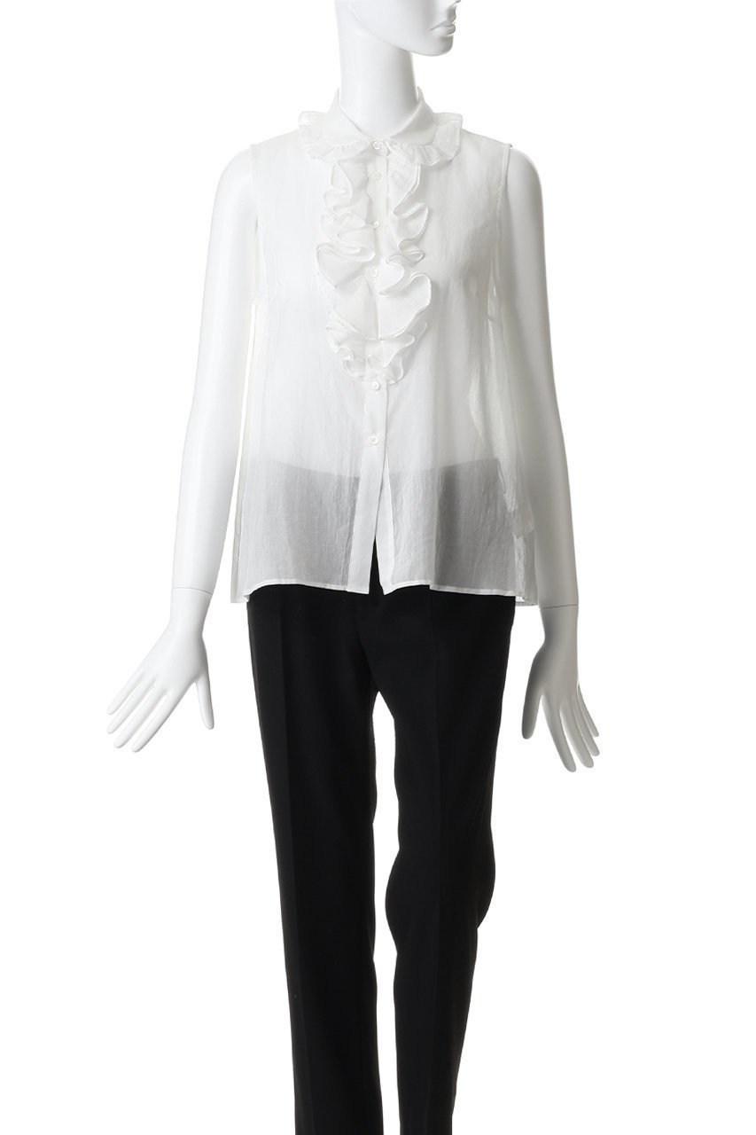 【ビリティス ディセッタン/Bilitis dix-sept ans】のラッフルノースリーブブラウス 人気、トレンドファッション・服の通販 founy(ファニー) 　ファッション　Fashion　レディースファッション　Fashion for Women　トップス・カットソー　Cut & Sew Tops　キャミソール&ノースリーブ　Camisoles & Sleeveless Tops　シャツ・ブラウス・オフィスカジュアル　Elegant Blouses & Button-Ups　センター　Center, Center Line　デニム　Denim, Jeans Material　ノースリーブ　Sleeveless, No-Sleeve　フレア　Flare, Flared　フロント　Front, Front Design　エレガント 上品　Elegant　新作・新入荷　New Arrivals / New In　other-2|ID: prp329100004878603 ipo3291000000036396979