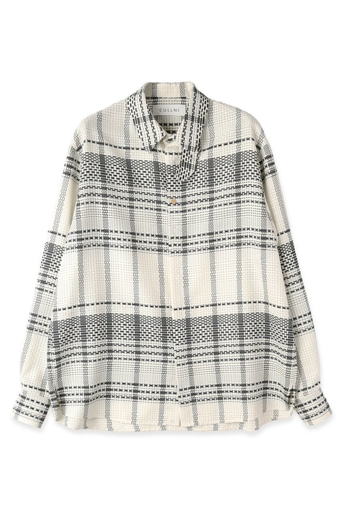 【クルニ/CULLNI】の【UNISEX】Sheer Tile Check Chin Tab シャツ インテリア・キッズ・メンズ・レディースファッション・服の通販 founy(ファニー) https://founy.com/ ファッション Fashion レディースファッション Fashion for Women トップス・カットソー Cut & Sew Tops シャツ・ブラウス・オフィスカジュアル Elegant Blouses & Button-Ups ユニセックス Unisex, Genderless スリット Slit, Slit Detail スリーブ Sleeve, Long Sleeve / Short Sleeve チェック Check, Plaid, Tartan ドレープ Drape, Draping Fabric パターン Pattern, Design Print ラウンド Round, Round Neck ロング Long, Long-Length エレガント 上品 Elegant 新作・新入荷 New Arrivals / New In |ID: prp329100004878611 ipo3291000000036397030