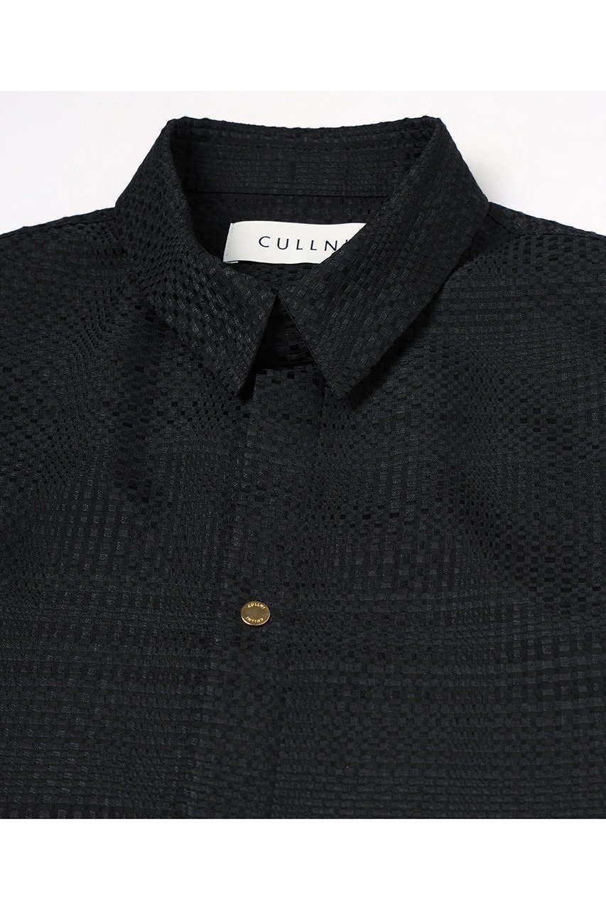 【クルニ/CULLNI】の【UNISEX】Sheer Tile Check Chin Tab シャツ 人気、トレンドファッション・服の通販 founy(ファニー) 　ファッション　Fashion　レディースファッション　Fashion for Women　トップス・カットソー　Cut & Sew Tops　シャツ・ブラウス・オフィスカジュアル　Elegant Blouses & Button-Ups　ユニセックス　Unisex, Genderless　スリット　Slit, Slit Detail　スリーブ　Sleeve, Long Sleeve / Short Sleeve　チェック　Check, Plaid, Tartan　ドレープ　Drape, Draping Fabric　パターン　Pattern, Design Print　ラウンド　Round, Round Neck　ロング　Long, Long-Length　エレガント 上品　Elegant　新作・新入荷　New Arrivals / New In　other-2|ID: prp329100004878611 ipo3291000000036397034