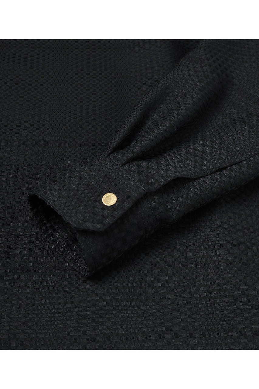 【クルニ/CULLNI】の【UNISEX】Sheer Tile Check Chin Tab シャツ 人気、トレンドファッション・服の通販 founy(ファニー) 　ファッション　Fashion　レディースファッション　Fashion for Women　トップス・カットソー　Cut & Sew Tops　シャツ・ブラウス・オフィスカジュアル　Elegant Blouses & Button-Ups　ユニセックス　Unisex, Genderless　スリット　Slit, Slit Detail　スリーブ　Sleeve, Long Sleeve / Short Sleeve　チェック　Check, Plaid, Tartan　ドレープ　Drape, Draping Fabric　パターン　Pattern, Design Print　ラウンド　Round, Round Neck　ロング　Long, Long-Length　エレガント 上品　Elegant　新作・新入荷　New Arrivals / New In　other-3|ID: prp329100004878611 ipo3291000000036397036