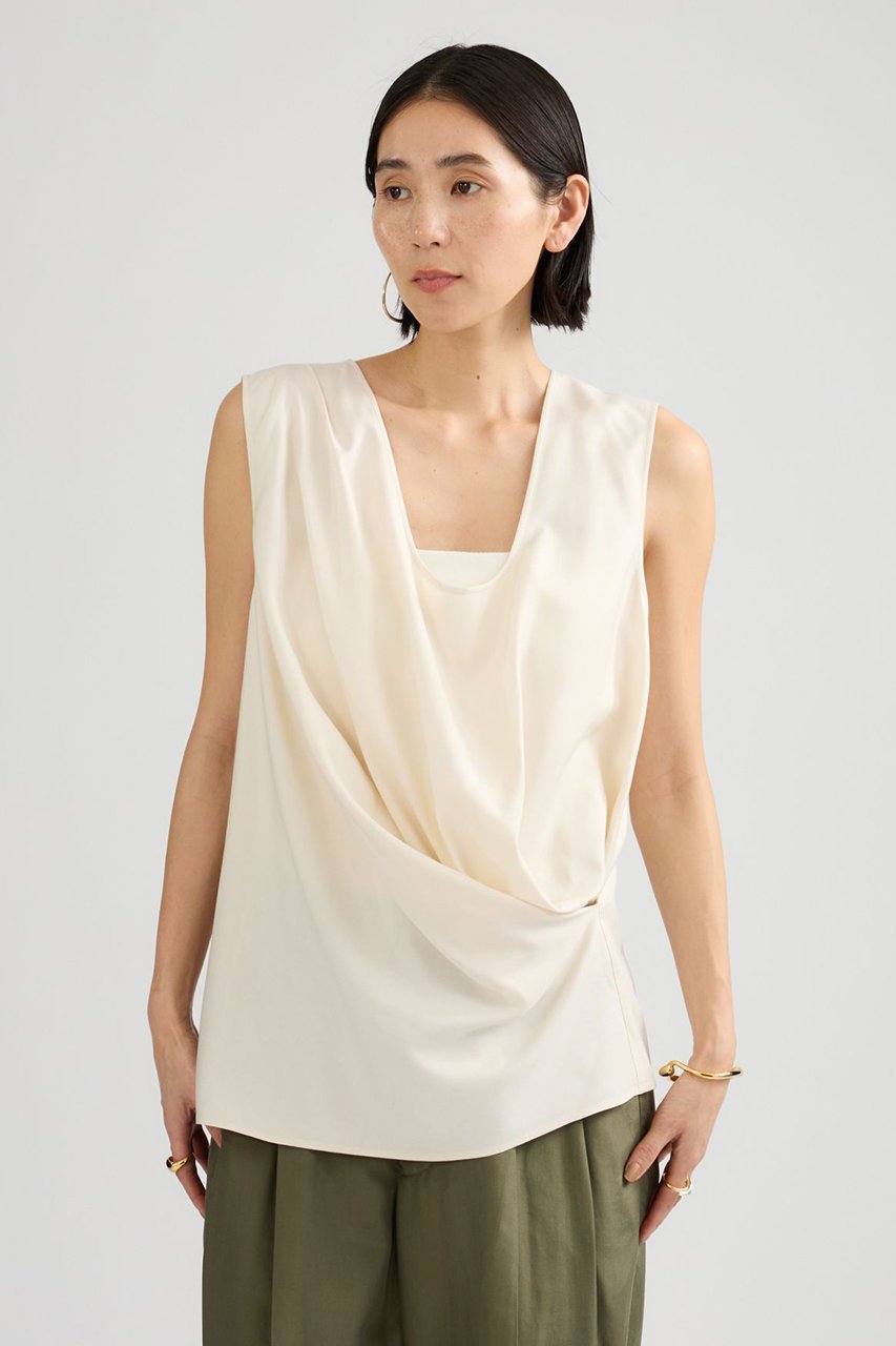 【カオス/Chaos】のソワーブラウス 人気、トレンドファッション・服の通販 founy(ファニー) 　ファッション　Fashion　レディースファッション　Fashion for Women　トップス・カットソー　Cut & Sew Tops　キャミソール&ノースリーブ　Camisoles & Sleeveless Tops　シャツ・ブラウス・オフィスカジュアル　Elegant Blouses & Button-Ups　アシンメトリー　Asymmetrical Style　シルク　Silk, 100% Silk　ジャケット　Jacket, Outerwear　スリット　Slit, Slit Detail　ドレープ　Drape, Draping Fabric　ノースリーブ　Sleeveless, No-Sleeve　ブルゾン　Blouson, Bomber Jacket　新作・新入荷　New Arrivals / New In　other-2|ID: prp329100004878631 ipo3291000000036397194