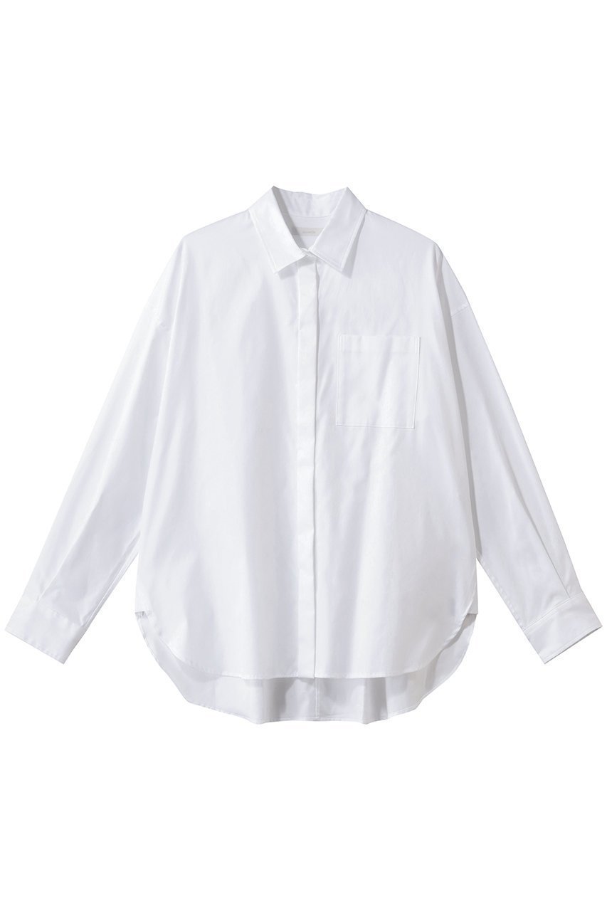 【アルアバイル/allureville】のコットンオックスラウンドヘムシャツ インテリア・キッズ・メンズ・レディースファッション・服の通販 founy(ファニー) 　ファッション　Fashion　レディースファッション　Fashion for Women　トップス・カットソー　Cut & Sew Tops　シャツ・ブラウス・オフィスカジュアル　Elegant Blouses & Button-Ups　スリーブ　Sleeve, Long Sleeve / Short Sleeve　ロング　Long, Long-Length　再入荷　Restock / Back in Stock　ホワイト|ID: prp329100004878632 ipo3291000000036397202