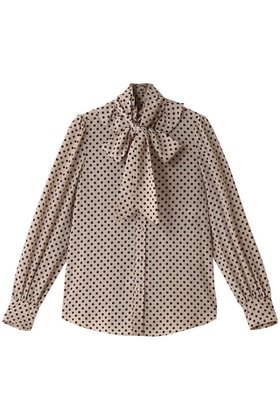 【アルアバイル/allureville】 【Loulou Willoughby】デシンドットフリルボウタイBL A人気、トレンドファッション・服の通販 founy(ファニー) ファッション Fashion レディースファッション Fashion for Women トップス・カットソー Cut & Sew Tops シャツ・ブラウス・オフィスカジュアル Elegant Blouses & Button-Ups スタンド Stand Collar, Upright Stand スリーブ Sleeve, Long Sleeve / Short Sleeve ドット Polka Dot, Dot Pattern フリル Frill, Ruffle プリント Print, Printed Pattern ロング Long, Long-Length 人気 Popular, Best Seller |ID:prp329100004878662