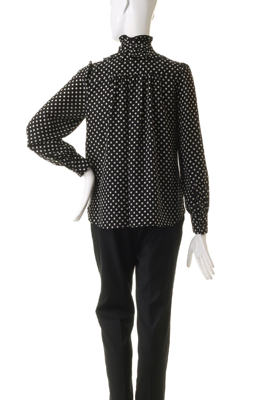 【アルアバイル/allureville】の【Loulou Willoughby】デシンドットフリルボウタイBL A 人気、トレンドファッション・服の通販 founy(ファニー) 　ファッション　Fashion　レディースファッション　Fashion for Women　トップス・カットソー　Cut & Sew Tops　シャツ・ブラウス・オフィスカジュアル　Elegant Blouses & Button-Ups　スタンド　Stand Collar, Upright Stand　スリーブ　Sleeve, Long Sleeve / Short Sleeve　ドット　Polka Dot, Dot Pattern　フリル　Frill, Ruffle　プリント　Print, Printed Pattern　ロング　Long, Long-Length　人気　Popular, Best Seller　other-4|ID: prp329100004878662 ipo3291000000036399301