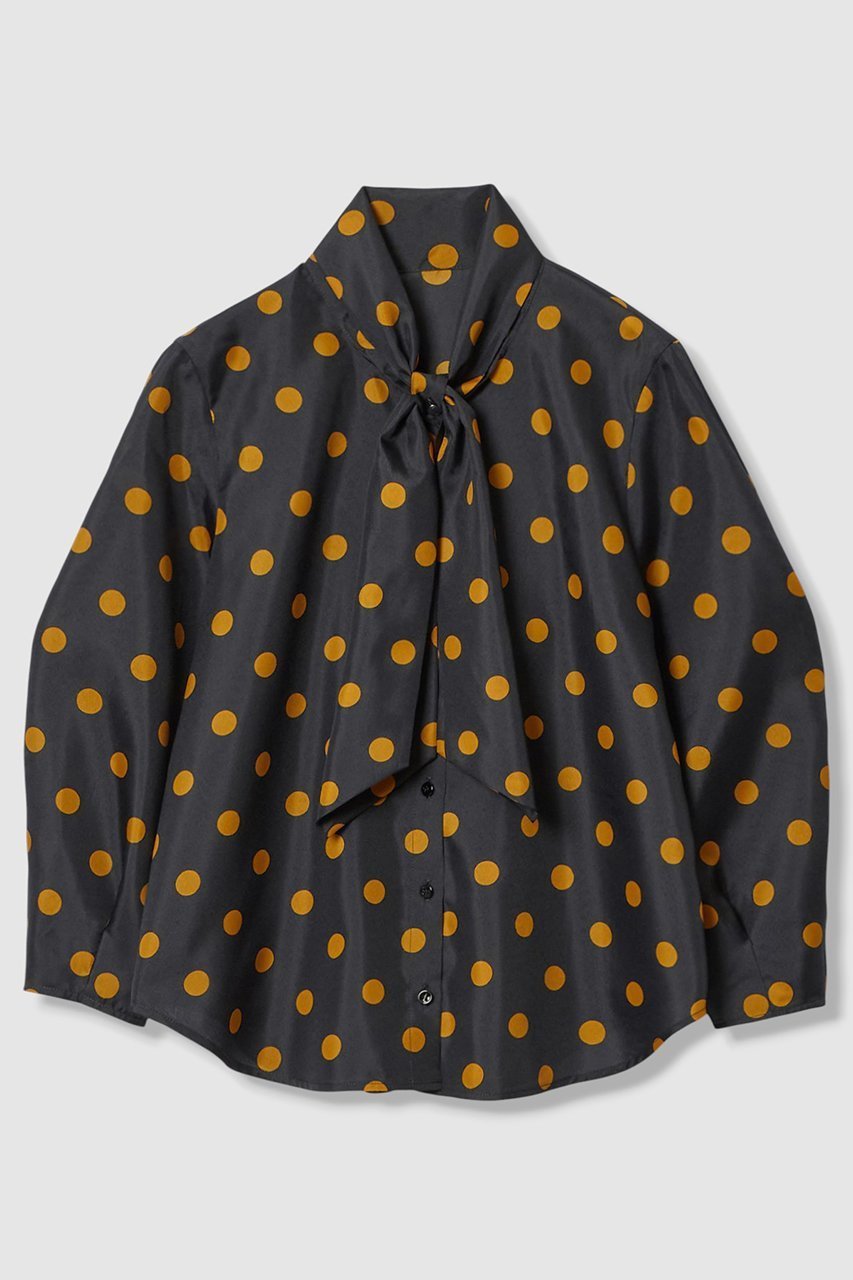 【アルアバイル/allureville】のポルカドットブラウス インテリア・キッズ・メンズ・レディースファッション・服の通販 founy(ファニー) 　ファッション　Fashion　レディースファッション　Fashion for Women　トップス・カットソー　Cut & Sew Tops　シャツ・ブラウス・オフィスカジュアル　Elegant Blouses & Button-Ups　クール　Cool, Chic　スリーブ　Sleeve, Long Sleeve / Short Sleeve　デニム　Denim, Jeans Material　トレンド　Trend, Trending Now　ドット　Polka Dot, Dot Pattern　バルーン　Balloon, Balloon Silhouette　フェミニン　Feminine, Girly　リボン　Ribbon, Bow　ロング　Long, Long-Length　再入荷　Restock / Back in Stock　ネイビー|ID: prp329100004878672 ipo3291000000036400294