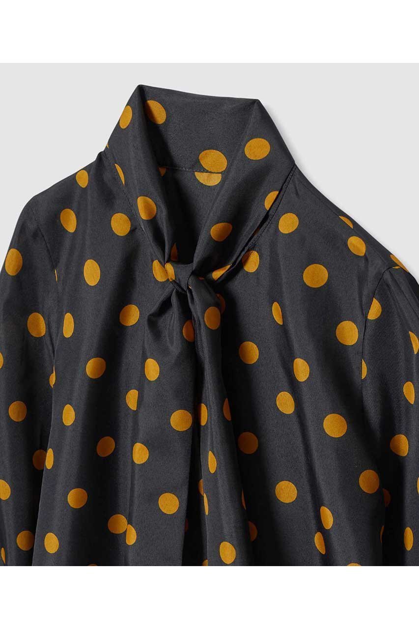 【アルアバイル/allureville】のポルカドットブラウス 人気、トレンドファッション・服の通販 founy(ファニー) 　ファッション　Fashion　レディースファッション　Fashion for Women　トップス・カットソー　Cut & Sew Tops　シャツ・ブラウス・オフィスカジュアル　Elegant Blouses & Button-Ups　クール　Cool, Chic　スリーブ　Sleeve, Long Sleeve / Short Sleeve　デニム　Denim, Jeans Material　トレンド　Trend, Trending Now　ドット　Polka Dot, Dot Pattern　バルーン　Balloon, Balloon Silhouette　フェミニン　Feminine, Girly　リボン　Ribbon, Bow　ロング　Long, Long-Length　再入荷　Restock / Back in Stock　other-3|ID: prp329100004878672 ipo3291000000036400296