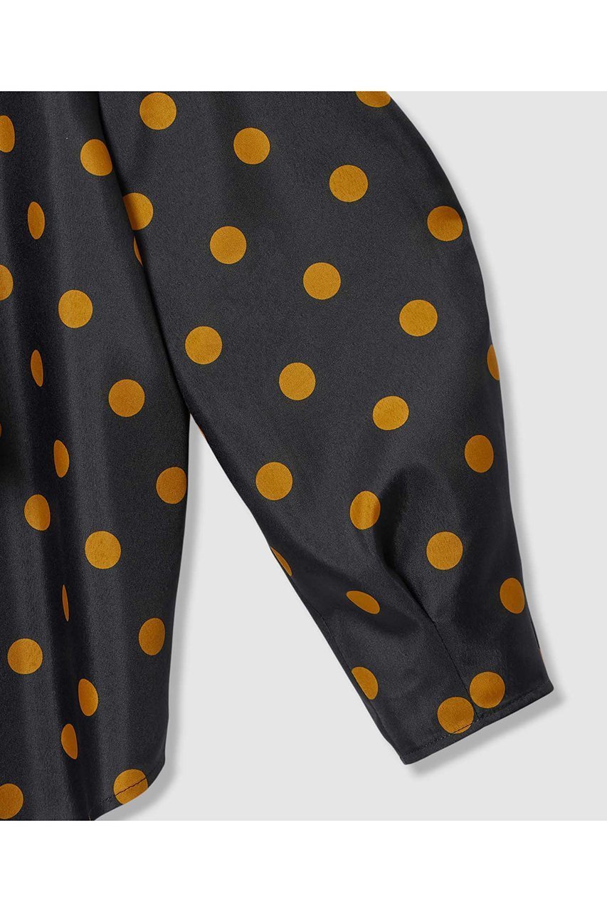 【アルアバイル/allureville】のポルカドットブラウス 人気、トレンドファッション・服の通販 founy(ファニー) 　ファッション　Fashion　レディースファッション　Fashion for Women　トップス・カットソー　Cut & Sew Tops　シャツ・ブラウス・オフィスカジュアル　Elegant Blouses & Button-Ups　クール　Cool, Chic　スリーブ　Sleeve, Long Sleeve / Short Sleeve　デニム　Denim, Jeans Material　トレンド　Trend, Trending Now　ドット　Polka Dot, Dot Pattern　バルーン　Balloon, Balloon Silhouette　フェミニン　Feminine, Girly　リボン　Ribbon, Bow　ロング　Long, Long-Length　再入荷　Restock / Back in Stock　other-7|ID: prp329100004878672 ipo3291000000036400300