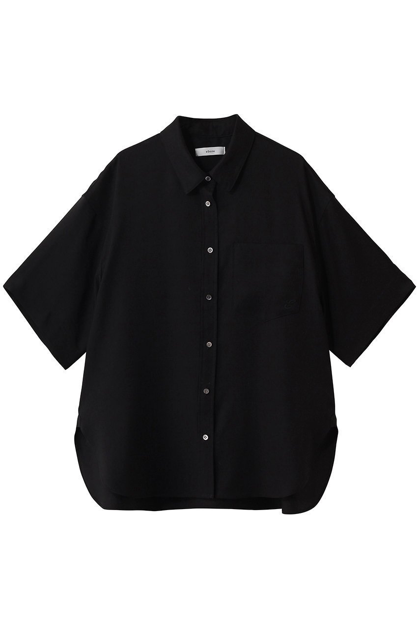【エブール/ebure】のリネンアセテート 半袖シャツ インテリア・キッズ・メンズ・レディースファッション・服の通販 founy(ファニー) 　ファッション　Fashion　レディースファッション　Fashion for Women　トップス・カットソー　Cut & Sew Tops　シャツ・ブラウス・オフィスカジュアル　Elegant Blouses & Button-Ups　おすすめ　Recommended / Our Picks　サテン　Satin, Glossy Fabric　ショート　Short, Short Length　シンプル　Simple, Minimal　スリーブ　Sleeve, Long Sleeve / Short Sleeve　セットアップ　Set-Up, Coordinated Outfit　ボトム　Bottoms, Lower Wear　ポケット　Pocket, Pocket Detail　リネン　Linen, Linen Fabric　ワンポイント　One Point, Statement Accent　エレガント 上品　Elegant　半袖　Short Sleeve, Half Sleeve　夏　Summer　新作・新入荷　New Arrivals / New In　羽織　Haori, Light Jacket　ブラック|ID: prp329100004878673 ipo3291000000036400311