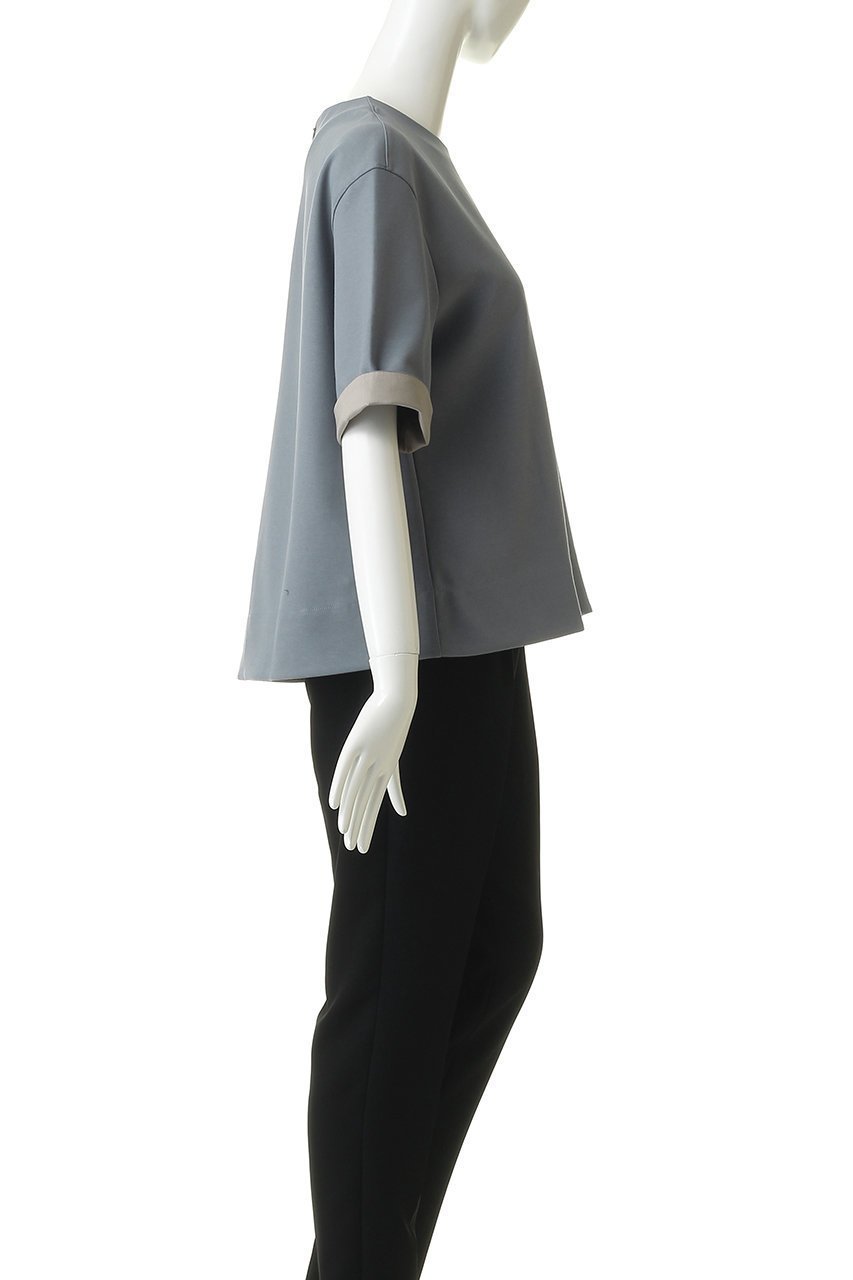 【エブール/ebure】のソフトツイストポンチ バイカラースリーブTブラウス 人気、トレンドファッション・服の通販 founy(ファニー) 　ファッション　Fashion　レディースファッション　Fashion for Women　トップス・カットソー　Cut & Sew Tops　シャツ・ブラウス・オフィスカジュアル　Elegant Blouses & Button-Ups　カットソー　Cut and Sewn Top　ショート　Short, Short Length　スリット　Slit, Slit Detail　スリーブ　Sleeve, Long Sleeve / Short Sleeve　フィット　Fit, Slim Fit　エレガント 上品　Elegant　再入荷　Restock / Back in Stock　other-3|ID: prp329100004878674 ipo3291000000036400322