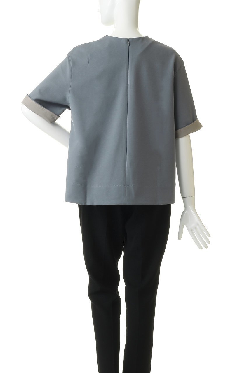 【エブール/ebure】のソフトツイストポンチ バイカラースリーブTブラウス 人気、トレンドファッション・服の通販 founy(ファニー) 　ファッション　Fashion　レディースファッション　Fashion for Women　トップス・カットソー　Cut & Sew Tops　シャツ・ブラウス・オフィスカジュアル　Elegant Blouses & Button-Ups　カットソー　Cut and Sewn Top　ショート　Short, Short Length　スリット　Slit, Slit Detail　スリーブ　Sleeve, Long Sleeve / Short Sleeve　フィット　Fit, Slim Fit　エレガント 上品　Elegant　再入荷　Restock / Back in Stock　other-4|ID: prp329100004878674 ipo3291000000036400323