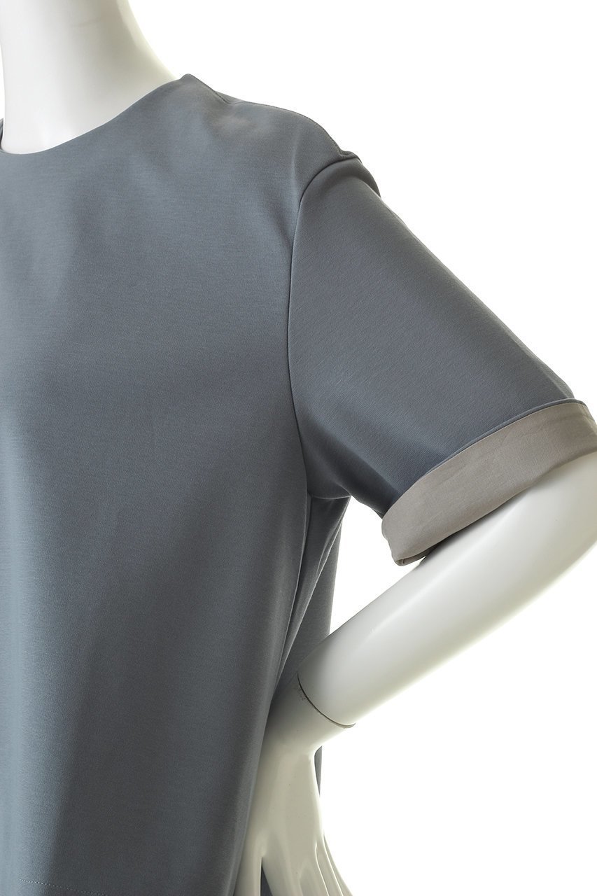 【エブール/ebure】のソフトツイストポンチ バイカラースリーブTブラウス 人気、トレンドファッション・服の通販 founy(ファニー) 　ファッション　Fashion　レディースファッション　Fashion for Women　トップス・カットソー　Cut & Sew Tops　シャツ・ブラウス・オフィスカジュアル　Elegant Blouses & Button-Ups　カットソー　Cut and Sewn Top　ショート　Short, Short Length　スリット　Slit, Slit Detail　スリーブ　Sleeve, Long Sleeve / Short Sleeve　フィット　Fit, Slim Fit　エレガント 上品　Elegant　再入荷　Restock / Back in Stock　other-5|ID: prp329100004878674 ipo3291000000036400324