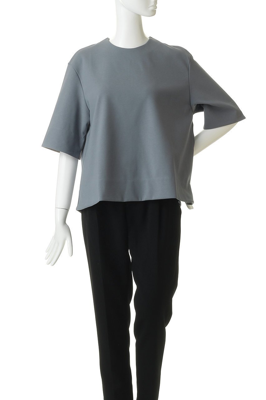 【エブール/ebure】のソフトツイストポンチ バイカラースリーブTブラウス 人気、トレンドファッション・服の通販 founy(ファニー) 　ファッション　Fashion　レディースファッション　Fashion for Women　トップス・カットソー　Cut & Sew Tops　シャツ・ブラウス・オフィスカジュアル　Elegant Blouses & Button-Ups　カットソー　Cut and Sewn Top　ショート　Short, Short Length　スリット　Slit, Slit Detail　スリーブ　Sleeve, Long Sleeve / Short Sleeve　フィット　Fit, Slim Fit　エレガント 上品　Elegant　再入荷　Restock / Back in Stock　other-6|ID: prp329100004878674 ipo3291000000036400325