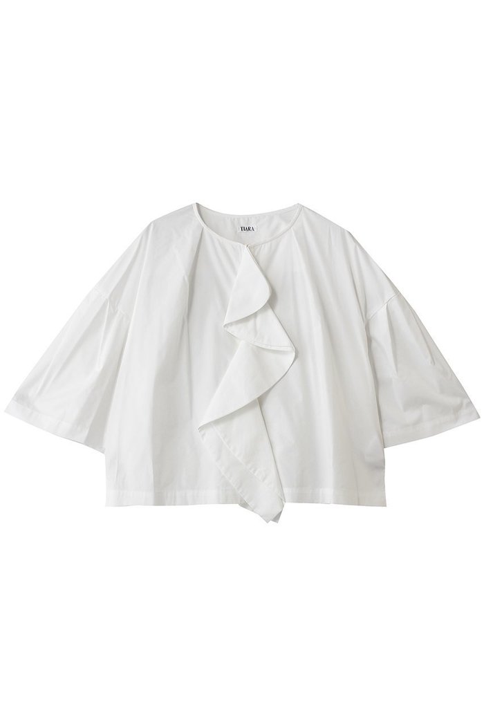 【ティアラ/Tiara】のフリルスキッパーブラウス インテリア・キッズ・メンズ・レディースファッション・服の通販 founy(ファニー) https://founy.com/ ファッション Fashion レディースファッション Fashion for Women トップス・カットソー Cut & Sew Tops シャツ・ブラウス・オフィスカジュアル Elegant Blouses & Button-Ups ショート Short, Short Length ジャケット Jacket, Outerwear スリーブ Sleeve, Long Sleeve / Short Sleeve タイプライター Typewriter Fabric, Crisp Cotton フリル Frill, Ruffle フレア Flare, Flared 新作・新入荷 New Arrivals / New In |ID: prp329100004878683 ipo3291000000036400413
