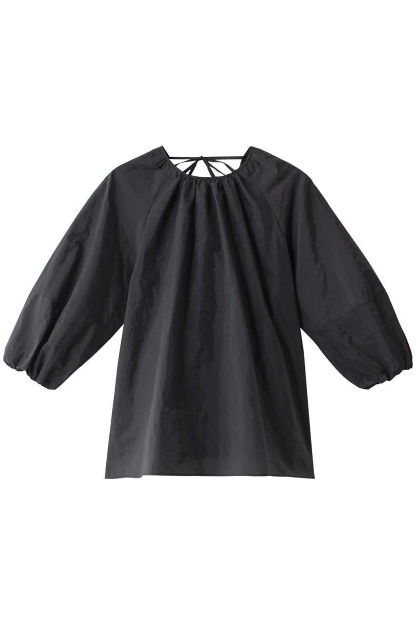 【マルティニーク/martinique】のクラッシュタフタバルーンスリーブブラウス インテリア・キッズ・メンズ・レディースファッション・服の通販 founy(ファニー) 　ファッション　Fashion　レディースファッション　Fashion for Women　トップス・カットソー　Cut & Sew Tops　シャツ・ブラウス・オフィスカジュアル　Elegant Blouses & Button-Ups　イタリア　Italy　ギャザー　Gathered, Ruffled　クラッシュ　Distressed, Crashed Style　スリーブ　Sleeve, Long Sleeve / Short Sleeve　タフタ　Taffeta, Structured Fabric　ロング　Long, Long-Length　ブラック|ID: prp329100004878689 ipo3291000000036400490