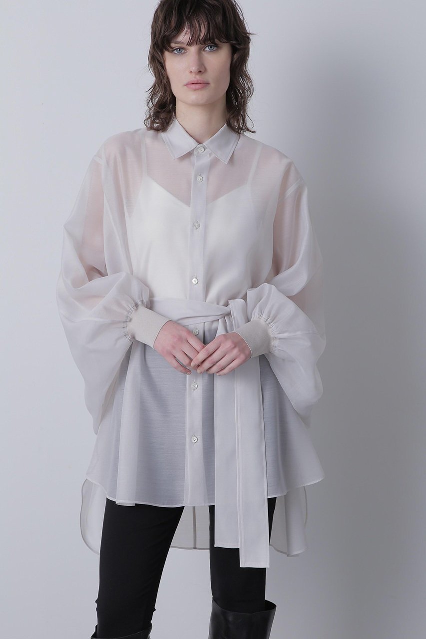 【ヒューエルミュージアム/hueLe Museum】の【STUMBLY】Bellted Big Silhouette BL インテリア・キッズ・メンズ・レディースファッション・服の通販 founy(ファニー) 　ファッション　Fashion　レディースファッション　Fashion for Women　トップス・カットソー　Cut & Sew Tops　シャツ・ブラウス・オフィスカジュアル　Elegant Blouses & Button-Ups　シンプル　Simple, Minimal　スリーブ　Sleeve, Long Sleeve / Short Sleeve　ポンチョ　Poncho, Cape Style　リボン　Ribbon, Bow　ロング　Long, Long-Length　ホワイト|ID: prp329100004878694 ipo3291000000036400556