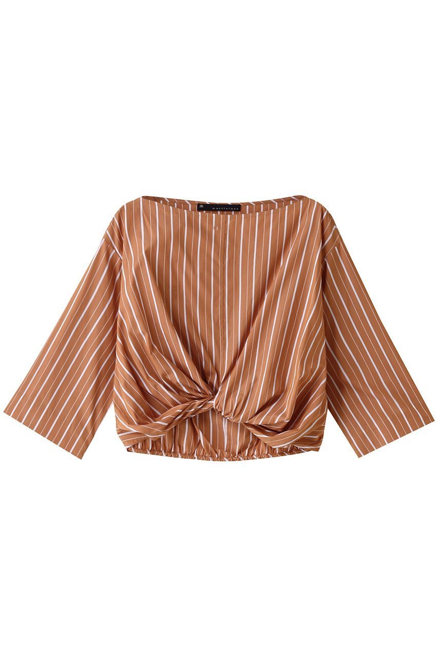 【マルティニーク/martinique】のクロップドギャザーブラウス インテリア・キッズ・メンズ・レディースファッション・服の通販 founy(ファニー) 　ファッション　Fashion　レディースファッション　Fashion for Women　トップス・カットソー　Cut & Sew Tops　シャツ・ブラウス・オフィスカジュアル　Elegant Blouses & Button-Ups　おすすめ　Recommended / Our Picks　インナー　Innerwear　ギャザー　Gathered, Ruffled　クロップド　Cropped, Short Length　ショート　Short, Short Length　ストライプ　Stripe, Striped Pattern　スリーブ　Sleeve, Long Sleeve / Short Sleeve　バランス　Balance, Style Balance　フロント　Front, Front Design　定番　Standard, Basic Item　ベージュストライプ|ID: prp329100004878698 ipo3291000000036400704