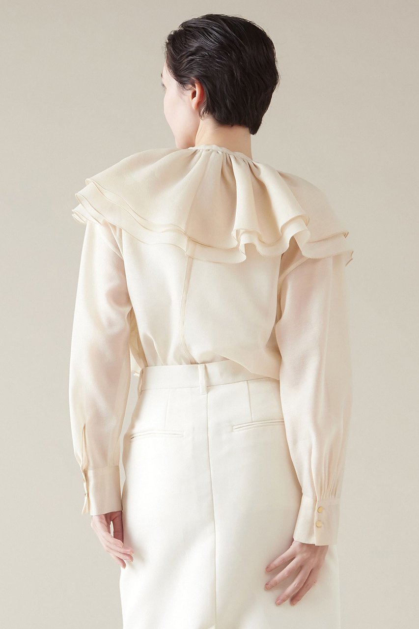 【マルティニーク/martinique】のラッフルストールオーガンブラウス 人気、トレンドファッション・服の通販 founy(ファニー) 　ファッション　Fashion　レディースファッション　Fashion for Women　トップス・カットソー　Cut & Sew Tops　オーガンジー　Organza Fabric　シアー　Sheer, See-Through　スリーブ　Sleeve, Long Sleeve / Short Sleeve　トレンド　Trend, Trending Now　フリル　Frill, Ruffle　フロント　Front, Front Design　ロング　Long, Long-Length　other-3|ID: prp329100004878699 ipo3291000000036400712