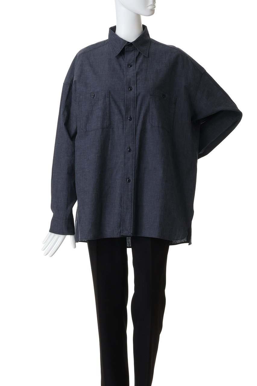 【ティッカ/TICCA】の【UNISEX】ニアデニムWポケットスクエアビッグシャツ 人気、トレンドファッション・服の通販 founy(ファニー) 　ファッション　Fashion　レディースファッション　Fashion for Women　トップス・カットソー　Cut & Sew Tops　シャツ・ブラウス・オフィスカジュアル　Elegant Blouses & Button-Ups　ユニセックス　Unisex, Genderless　スリット　Slit, Slit Detail　スリーブ　Sleeve, Long Sleeve / Short Sleeve　ダブル　Double, Double-Breasted　デニム　Denim, Jeans Material　ポケット　Pocket, Pocket Detail　ロング　Long, Long-Length　新作・新入荷　New Arrivals / New In　other-2|ID: prp329100004878703 ipo3291000000036400785