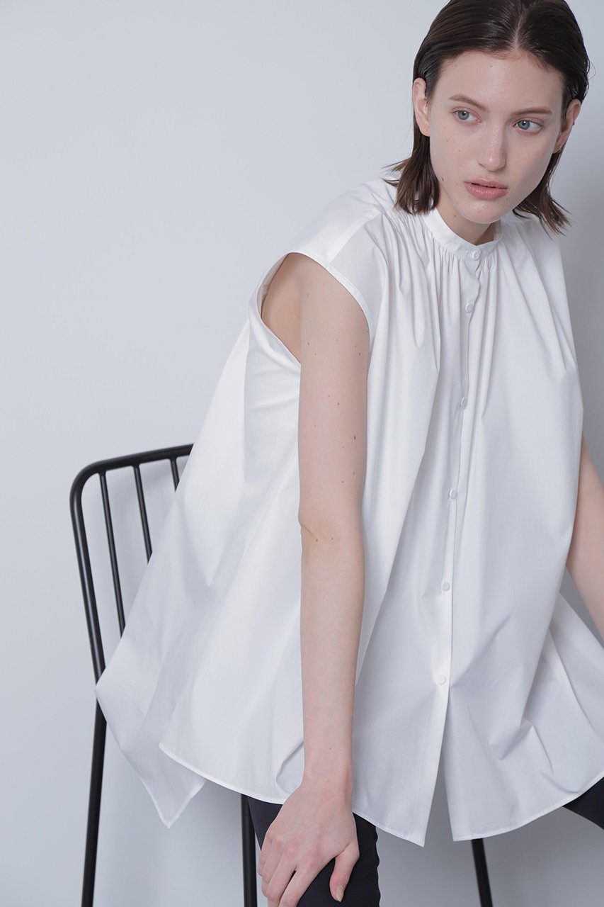 【ヒューエルミュージアム/hueLe Museum】の【hLM】80/1 CPタイプライター インテリア・キッズ・メンズ・レディースファッション・服の通販 founy(ファニー) 　ファッション　Fashion　レディースファッション　Fashion for Women　トップス・カットソー　Cut & Sew Tops　キャミソール&ノースリーブ　Camisoles & Sleeveless Tops　シャツ・ブラウス・オフィスカジュアル　Elegant Blouses & Button-Ups　カッティング　Cutting Detail　タイプライター　Typewriter Fabric, Crisp Cotton　ノースリーブ　Sleeveless, No-Sleeve　ホワイト|ID: prp329100004878708 ipo3291000000036401423