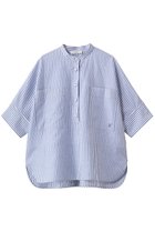 【エブール/ebure】のコットンリネンストライプ バンドカラーシャツ 人気、トレンドファッション・服の通販 founy(ファニー) ファッション Fashion レディースファッション Fashion for Women トップス・カットソー Cut & Sew Tops シャツ・ブラウス・オフィスカジュアル Elegant Blouses & Button-Ups イタリア Italy ショート Short, Short Length スリーブ Sleeve, Long Sleeve / Short Sleeve ダブル Double, Double-Breasted ポケット Pocket, Pocket Detail リネン Linen, Linen Fabric ワーク Workwear, Utility Style 再入荷 Restock / Back in Stock thumbnail ブルー|ID: prp329100004878729 ipo3291000000036403107