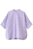 【エブール/ebure】のコットンリネンストライプ バンドカラーシャツ 人気、トレンドファッション・服の通販 founy(ファニー) ファッション Fashion レディースファッション Fashion for Women トップス・カットソー Cut & Sew Tops シャツ・ブラウス・オフィスカジュアル Elegant Blouses & Button-Ups イタリア Italy ショート Short, Short Length スリーブ Sleeve, Long Sleeve / Short Sleeve ダブル Double, Double-Breasted ポケット Pocket, Pocket Detail リネン Linen, Linen Fabric ワーク Workwear, Utility Style 再入荷 Restock / Back in Stock thumbnail ライトパープル|ID: prp329100004878729 ipo3291000000036403108