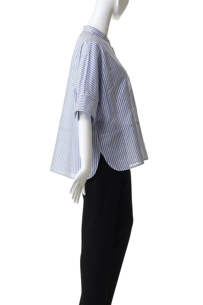 【エブール/ebure】のコットンリネンストライプ バンドカラーシャツ 人気、トレンドファッション・服の通販 founy(ファニー) 　ファッション　Fashion　レディースファッション　Fashion for Women　トップス・カットソー　Cut & Sew Tops　シャツ・ブラウス・オフィスカジュアル　Elegant Blouses & Button-Ups　イタリア　Italy　ショート　Short, Short Length　スリーブ　Sleeve, Long Sleeve / Short Sleeve　ダブル　Double, Double-Breasted　ポケット　Pocket, Pocket Detail　リネン　Linen, Linen Fabric　ワーク　Workwear, Utility Style　再入荷　Restock / Back in Stock　other-3|ID: prp329100004878729 ipo3291000000036403110