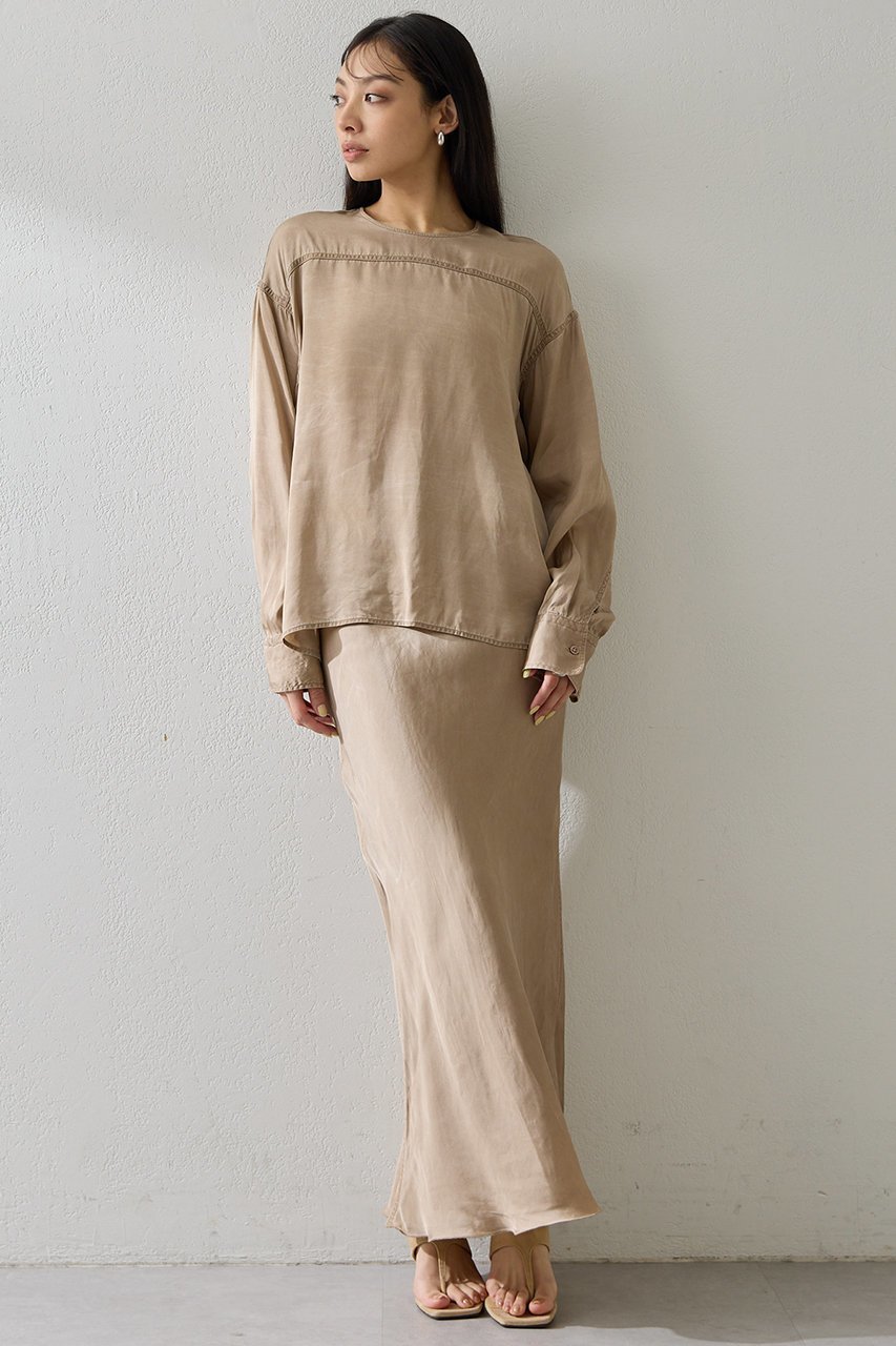 【ウィムガゼット/Whim Gazette】のピグメントクルーブラウス 人気、トレンドファッション・服の通販 founy(ファニー) 　ファッション　Fashion　レディースファッション　Fashion for Women　トップス・カットソー　Cut & Sew Tops　シャツ・ブラウス・オフィスカジュアル　Elegant Blouses & Button-Ups　おすすめ　Recommended / Our Picks　キュプラ　Cupro, Eco Fabric　クール　Cool, Chic　シルク　Silk, 100% Silk　シンプル　Simple, Minimal　スリーブ　Sleeve, Long Sleeve / Short Sleeve　セットアップ　Set-Up, Coordinated Outfit　モダン　Modern, Contemporary　ロング　Long, Long-Length　ヴィンテージ　Vintage Style　新作・新入荷　New Arrivals / New In　other-2|ID: prp329100004878732 ipo3291000000036403132