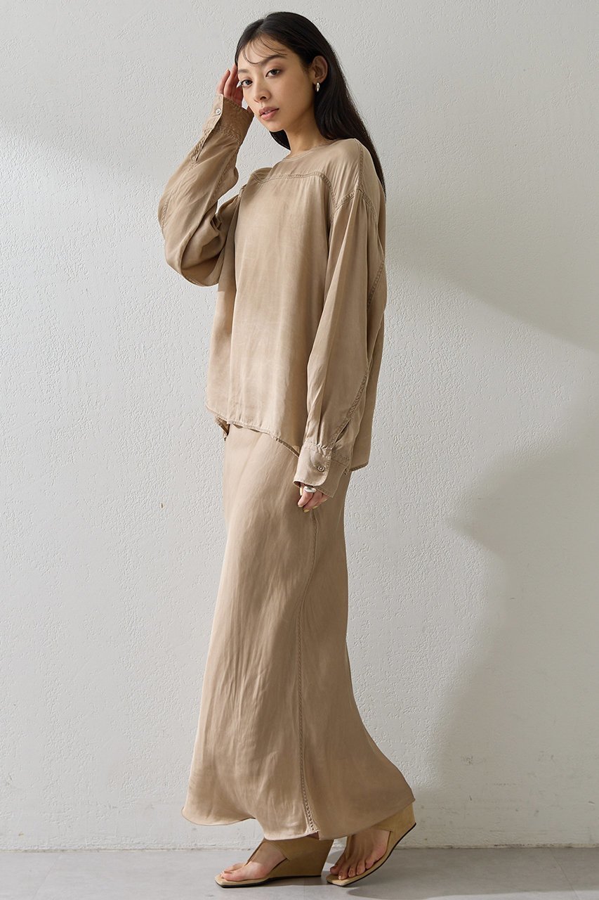 【ウィムガゼット/Whim Gazette】のピグメントクルーブラウス 人気、トレンドファッション・服の通販 founy(ファニー) 　ファッション　Fashion　レディースファッション　Fashion for Women　トップス・カットソー　Cut & Sew Tops　シャツ・ブラウス・オフィスカジュアル　Elegant Blouses & Button-Ups　おすすめ　Recommended / Our Picks　キュプラ　Cupro, Eco Fabric　クール　Cool, Chic　シルク　Silk, 100% Silk　シンプル　Simple, Minimal　スリーブ　Sleeve, Long Sleeve / Short Sleeve　セットアップ　Set-Up, Coordinated Outfit　モダン　Modern, Contemporary　ロング　Long, Long-Length　ヴィンテージ　Vintage Style　新作・新入荷　New Arrivals / New In　other-3|ID: prp329100004878732 ipo3291000000036403133