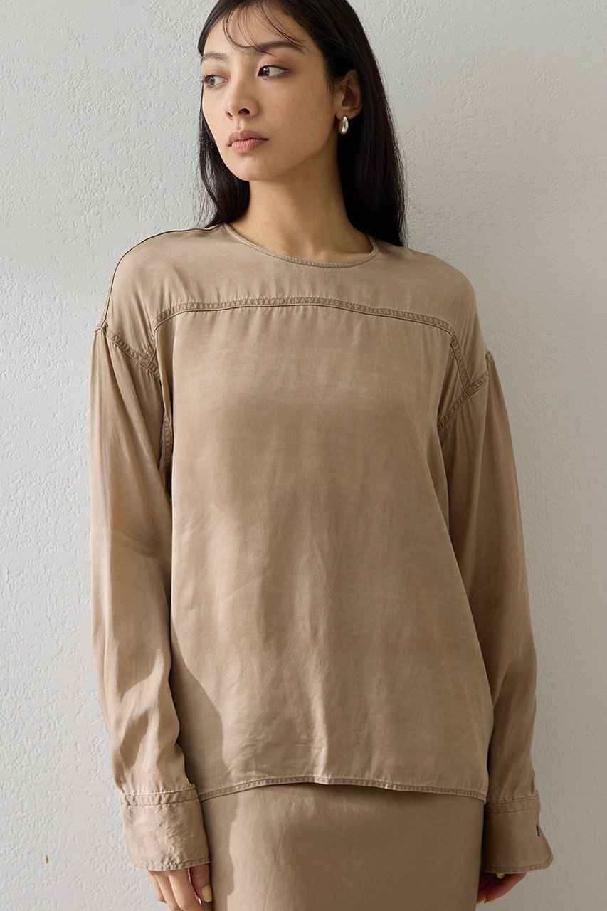 【ウィムガゼット/Whim Gazette】のピグメントクルーブラウス 人気、トレンドファッション・服の通販 founy(ファニー) 　ファッション　Fashion　レディースファッション　Fashion for Women　トップス・カットソー　Cut & Sew Tops　シャツ・ブラウス・オフィスカジュアル　Elegant Blouses & Button-Ups　おすすめ　Recommended / Our Picks　キュプラ　Cupro, Eco Fabric　クール　Cool, Chic　シルク　Silk, 100% Silk　シンプル　Simple, Minimal　スリーブ　Sleeve, Long Sleeve / Short Sleeve　セットアップ　Set-Up, Coordinated Outfit　モダン　Modern, Contemporary　ロング　Long, Long-Length　ヴィンテージ　Vintage Style　新作・新入荷　New Arrivals / New In　other-5|ID: prp329100004878732 ipo3291000000036403135