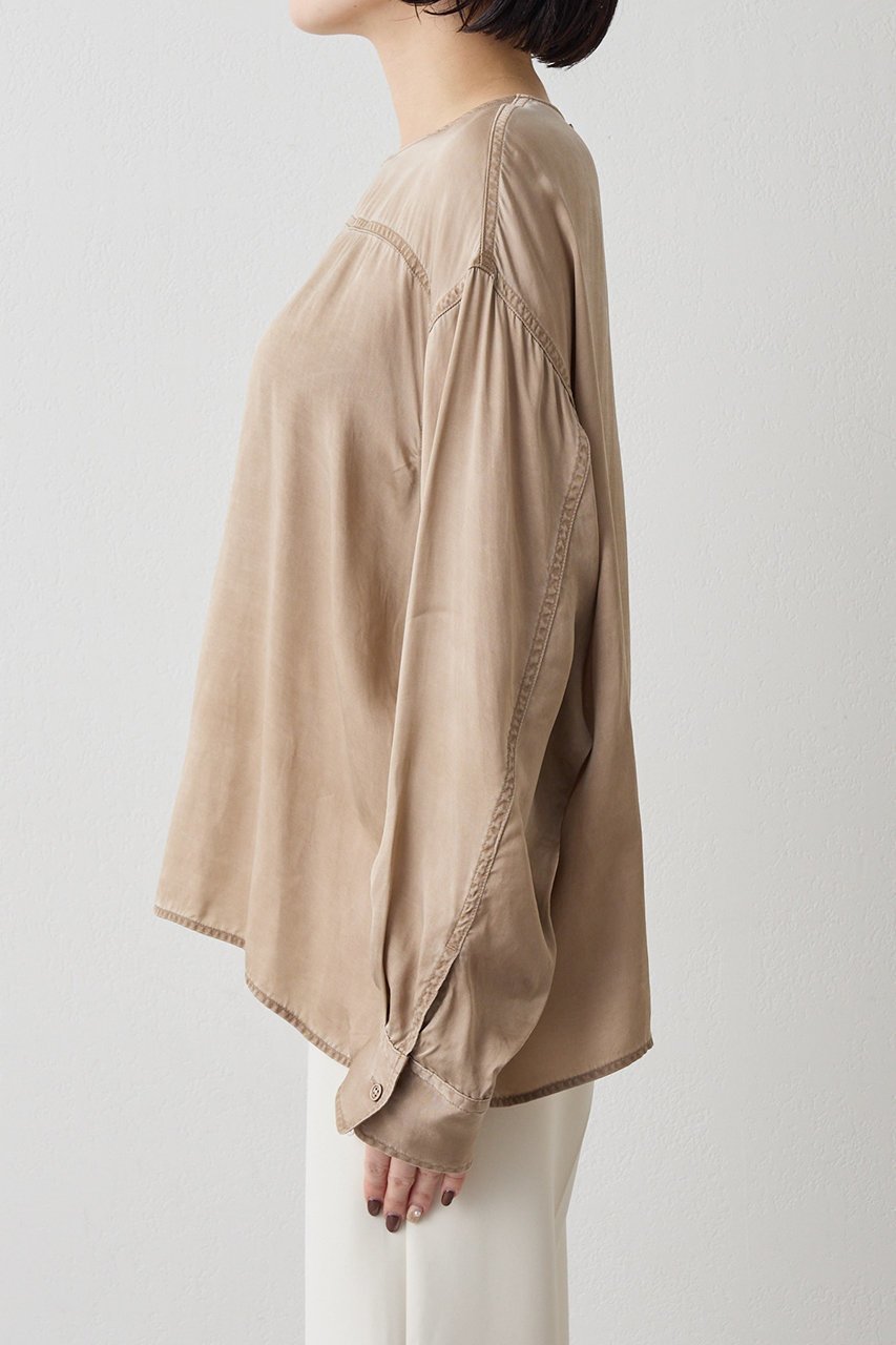 【ウィムガゼット/Whim Gazette】のピグメントクルーブラウス 人気、トレンドファッション・服の通販 founy(ファニー) 　ファッション　Fashion　レディースファッション　Fashion for Women　トップス・カットソー　Cut & Sew Tops　シャツ・ブラウス・オフィスカジュアル　Elegant Blouses & Button-Ups　おすすめ　Recommended / Our Picks　キュプラ　Cupro, Eco Fabric　クール　Cool, Chic　シルク　Silk, 100% Silk　シンプル　Simple, Minimal　スリーブ　Sleeve, Long Sleeve / Short Sleeve　セットアップ　Set-Up, Coordinated Outfit　モダン　Modern, Contemporary　ロング　Long, Long-Length　ヴィンテージ　Vintage Style　新作・新入荷　New Arrivals / New In　other-7|ID: prp329100004878732 ipo3291000000036403137