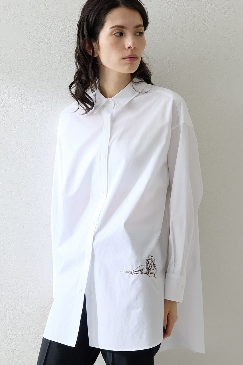 【ウィムガゼット/Whim Gazette】のThomas Masonアニマル刺繍シャツ インテリア・キッズ・メンズ・レディースファッション・服の通販 founy(ファニー) 　ファッション　Fashion　レディースファッション　Fashion for Women　トップス・カットソー　Cut & Sew Tops　シャツ・ブラウス・オフィスカジュアル　Elegant Blouses & Button-Ups　アニマル　Animal Print　インナー　Innerwear　シルク　Silk, 100% Silk　ストライプ　Stripe, Striped Pattern　スペシャル　Special, Limited Edition　スリーブ　Sleeve, Long Sleeve / Short Sleeve　なめらか　Smooth, Silky Texture　ロング　Long, Long-Length　エレガント 上品　Elegant　新作・新入荷　New Arrivals / New In　オフホワイト|ID: prp329100004878733 ipo3291000000036403140