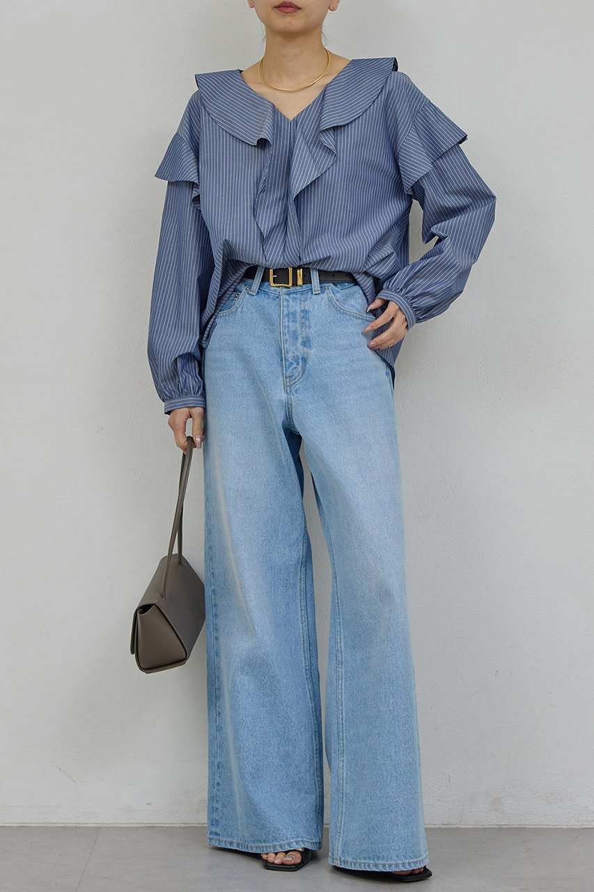 【ガリャルダガランテ/GALLARDAGALANTE】のラッフルフリルブラウス 人気、トレンドファッション・服の通販 founy(ファニー) 　ファッション　Fashion　レディースファッション　Fashion for Women　トップス・カットソー　Cut & Sew Tops　シャツ・ブラウス・オフィスカジュアル　Elegant Blouses & Button-Ups　エレガント 上品　Elegant　スリーブ　Sleeve, Long Sleeve / Short Sleeve　デニム　Denim, Jeans Material　フリル　Frill, Ruffle　ロング　Long, Long-Length　新作・新入荷　New Arrivals / New In　other-2|ID: prp329100004878735 ipo3291000000036403163