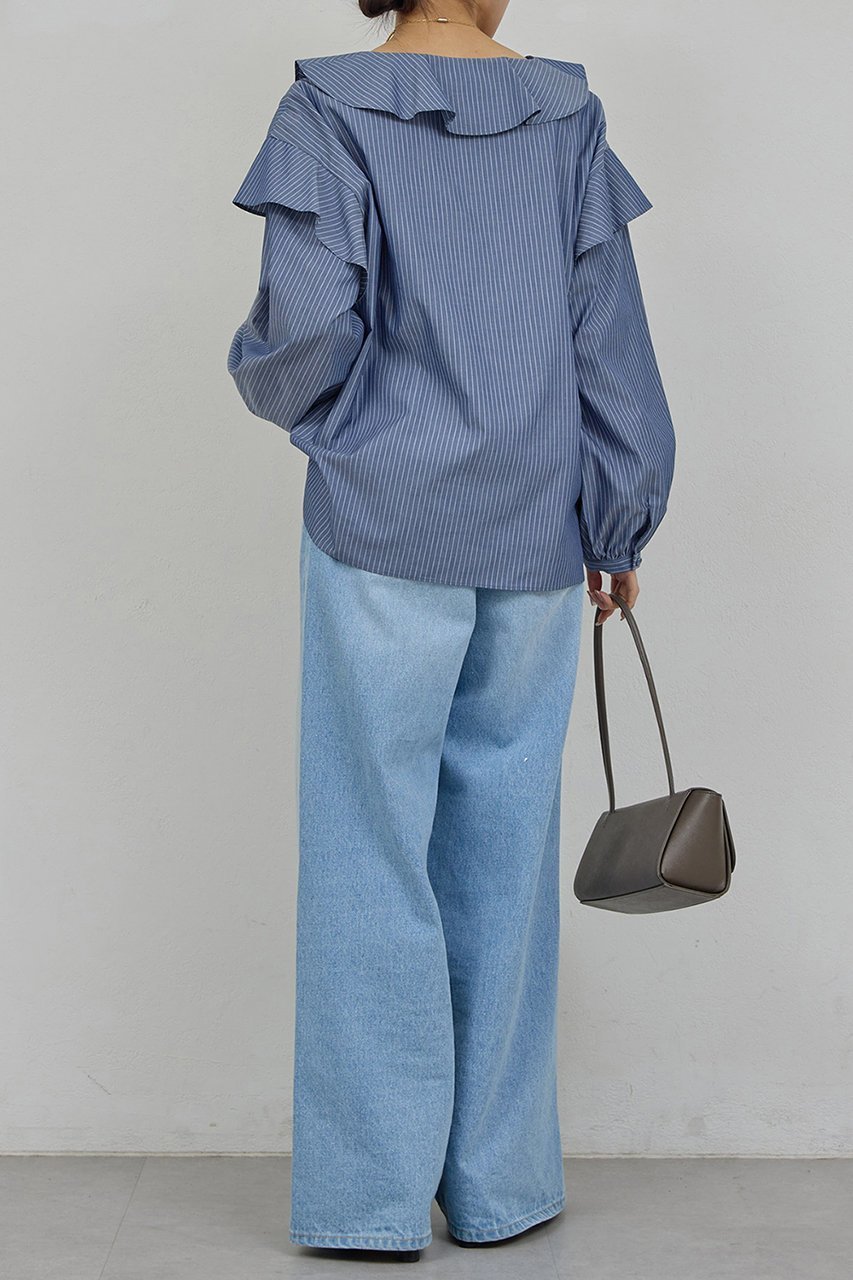 【ガリャルダガランテ/GALLARDAGALANTE】のラッフルフリルブラウス 人気、トレンドファッション・服の通販 founy(ファニー) 　ファッション　Fashion　レディースファッション　Fashion for Women　トップス・カットソー　Cut & Sew Tops　シャツ・ブラウス・オフィスカジュアル　Elegant Blouses & Button-Ups　エレガント 上品　Elegant　スリーブ　Sleeve, Long Sleeve / Short Sleeve　デニム　Denim, Jeans Material　フリル　Frill, Ruffle　ロング　Long, Long-Length　新作・新入荷　New Arrivals / New In　other-4|ID: prp329100004878735 ipo3291000000036403165