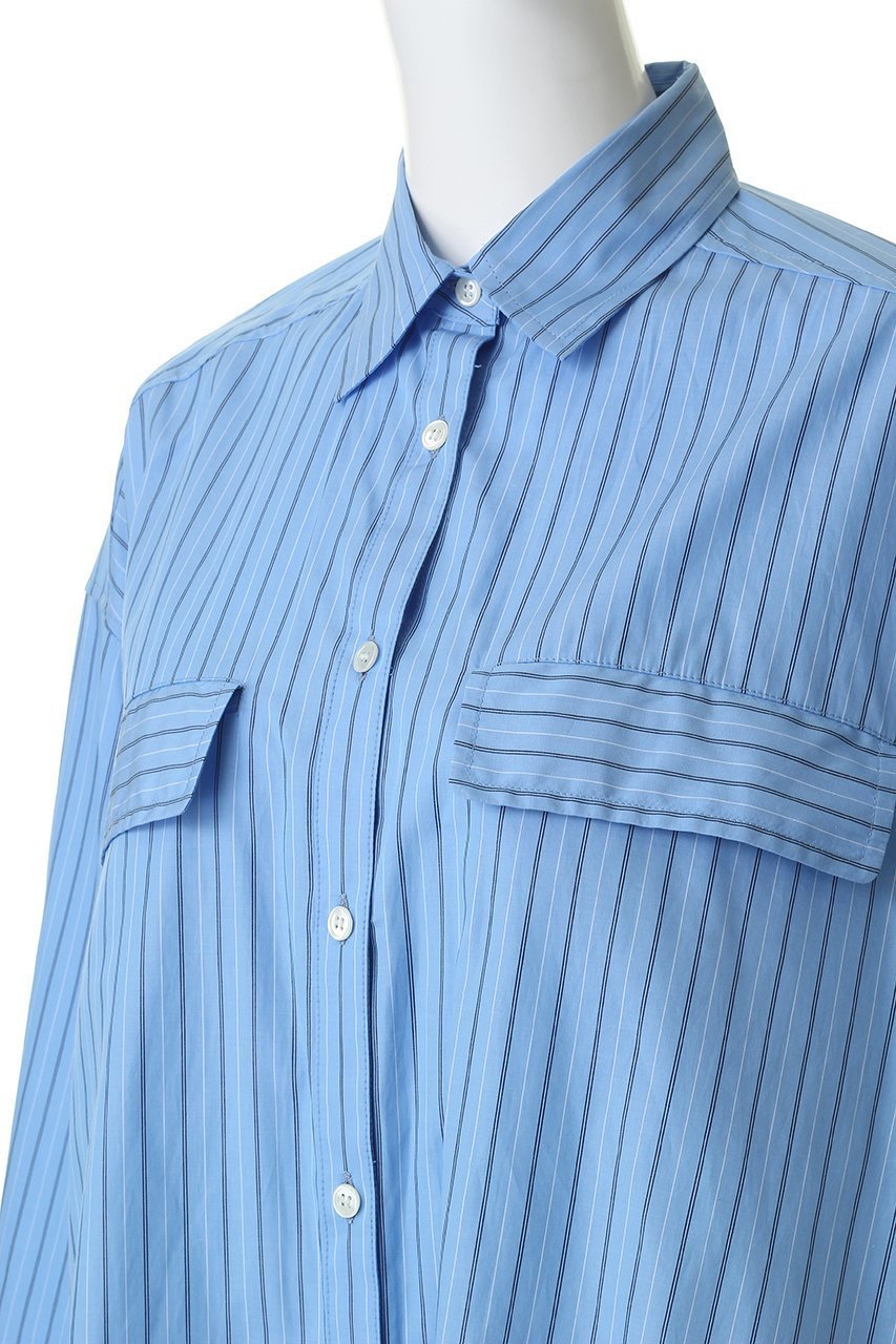 【マルティニーク/martinique】のウェザークロス/ストライプビッグシャツ(セットアップ可) 人気、トレンドファッション・服の通販 founy(ファニー) 　ファッション　Fashion　レディースファッション　Fashion for Women　トップス・カットソー　Cut & Sew Tops　シャツ・ブラウス・オフィスカジュアル　Elegant Blouses & Button-Ups　おすすめ　Recommended / Our Picks　なめらか　Smooth, Silky Texture　ストライプ　Stripe, Striped Pattern　スリーブ　Sleeve, Long Sleeve / Short Sleeve　セットアップ　Set-Up, Coordinated Outfit　フラップ　Flap, Flap Pocket　ポケット　Pocket, Pocket Detail　ロング　Long, Long-Length　新作・新入荷　New Arrivals / New In　羽織　Haori, Light Jacket　other-5|ID: prp329100004878738 ipo3291000000036403206