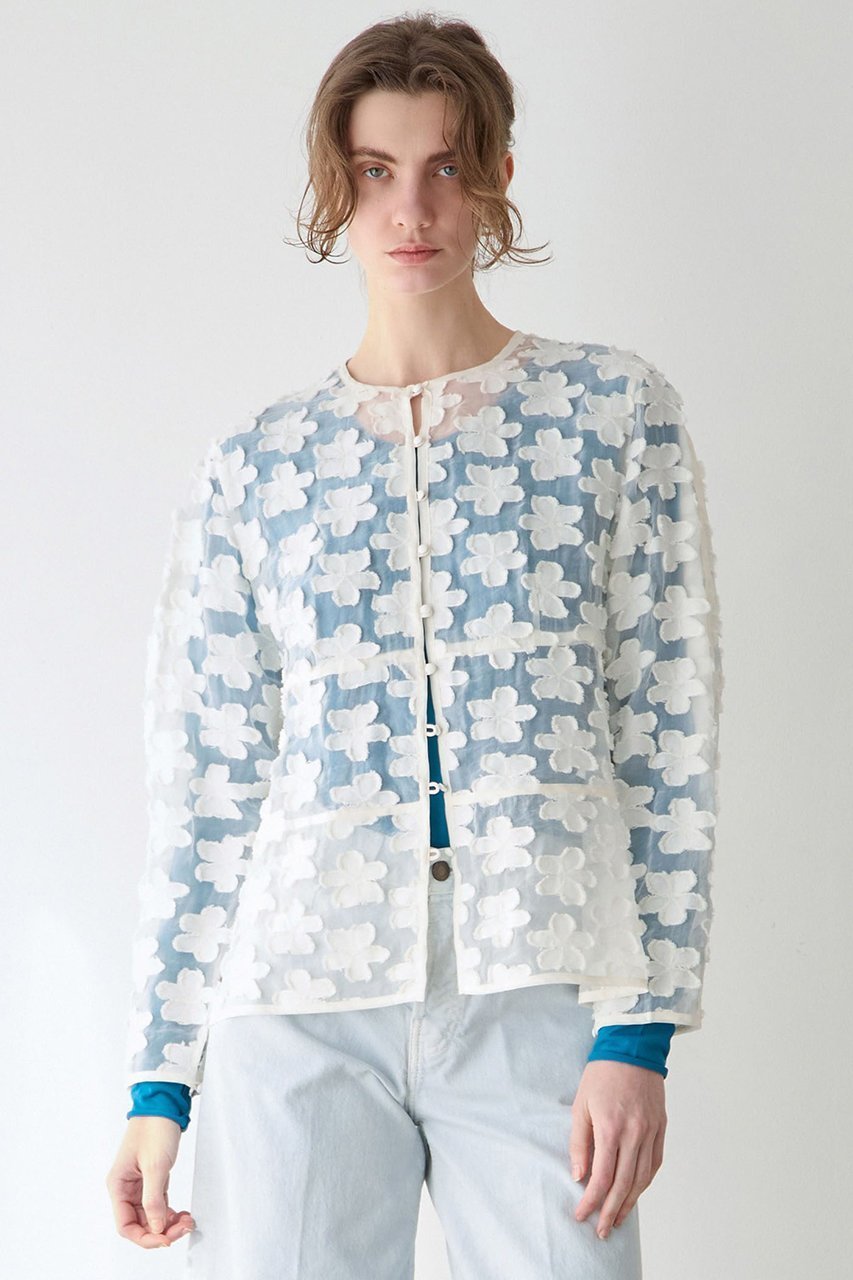 【マルティニーク/martinique】のフラワージャガードシアーブラウス インテリア・キッズ・メンズ・レディースファッション・服の通販 founy(ファニー) ファッション Fashion レディースファッション Fashion for Women トップス・カットソー Cut & Sew Tops シャツ・ブラウス・オフィスカジュアル Elegant Blouses & Button-Ups おすすめ Recommended / Our Picks インナー Innerwear カーディガン Cardigan, Knitwear キャミソール Camisole, Spaghetti Strap Top クラシック Classic, Timeless Style シアー Sheer, See-Through スリーブ Sleeve, Long Sleeve / Short Sleeve ダウン Down, Puffer デニム Denim, Jeans Material フレア Flare, Flared モダン Modern, Contemporary ロング Long, Long-Length 新作・新入荷 New Arrivals / New In 羽織 Haori, Light Jacket ホワイト|ID: prp329100004878740 ipo3291000000036403215