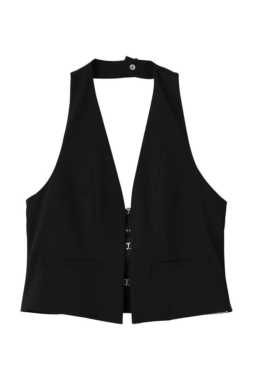 【メゾンスペシャル/MAISON SPECIAL】のSuiting Halter Neck Vest/スーチングホルターネックベスト インテリア・キッズ・メンズ・レディースファッション・服の通販 founy(ファニー) 　ファッション　Fashion　レディースファッション　Fashion for Women　アウター　Coat / Outerwear Collection　トップス・カットソー　Cut & Sew Tops　キャミソール&ノースリーブ　Camisoles & Sleeveless Tops　シャツ・ブラウス・オフィスカジュアル　Elegant Blouses & Button-Ups　ベスト&ジレ / 重ね着スタイル　Vests & Gilets　カッティング　Cutting Detail　シルバー　Silver, Metallic Silver　ストライプ　Stripe, Striped Pattern　ノースリーブ　Sleeveless, No-Sleeve　フロント　Front, Front Design　再入荷　Restock / Back in Stock　夏　Summer　BLK(ブラック)|ID: prp329100004878757 ipo3291000000036403510
