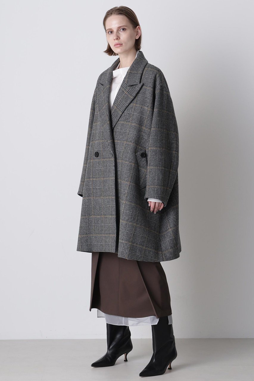 【ヒューエルミュージアム/hueLe Museum】の【hLM】ウールチェックコート 人気、トレンドファッション・服の通販 founy(ファニー) 　ファッション　Fashion　レディースファッション　Fashion for Women　アウター　Coat / Outerwear Collection　コート・ロングコート・ピーコート　Long Coats, Peacoats & More　クラシカル　Classical, Vintage-Inspired　チェスターコート　Chester Coat, Long Coat　チェック　Check, Plaid, Tartan　フォルム　Silhouette, Form　モダン　Modern, Contemporary　ロング　Long, Long-Length　エレガント 上品　Elegant　再入荷　Restock / Back in Stock　other-2|ID: prp329100004878805 ipo3291000000036404109