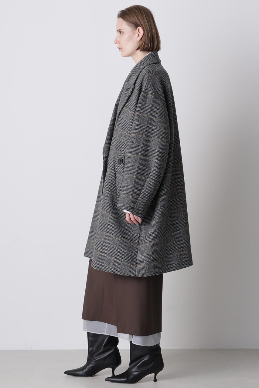 【ヒューエルミュージアム/hueLe Museum】の【hLM】ウールチェックコート 人気、トレンドファッション・服の通販 founy(ファニー) 　ファッション　Fashion　レディースファッション　Fashion for Women　アウター　Coat / Outerwear Collection　コート・ロングコート・ピーコート　Long Coats, Peacoats & More　クラシカル　Classical, Vintage-Inspired　チェスターコート　Chester Coat, Long Coat　チェック　Check, Plaid, Tartan　フォルム　Silhouette, Form　モダン　Modern, Contemporary　ロング　Long, Long-Length　エレガント 上品　Elegant　再入荷　Restock / Back in Stock　other-3|ID: prp329100004878805 ipo3291000000036404110